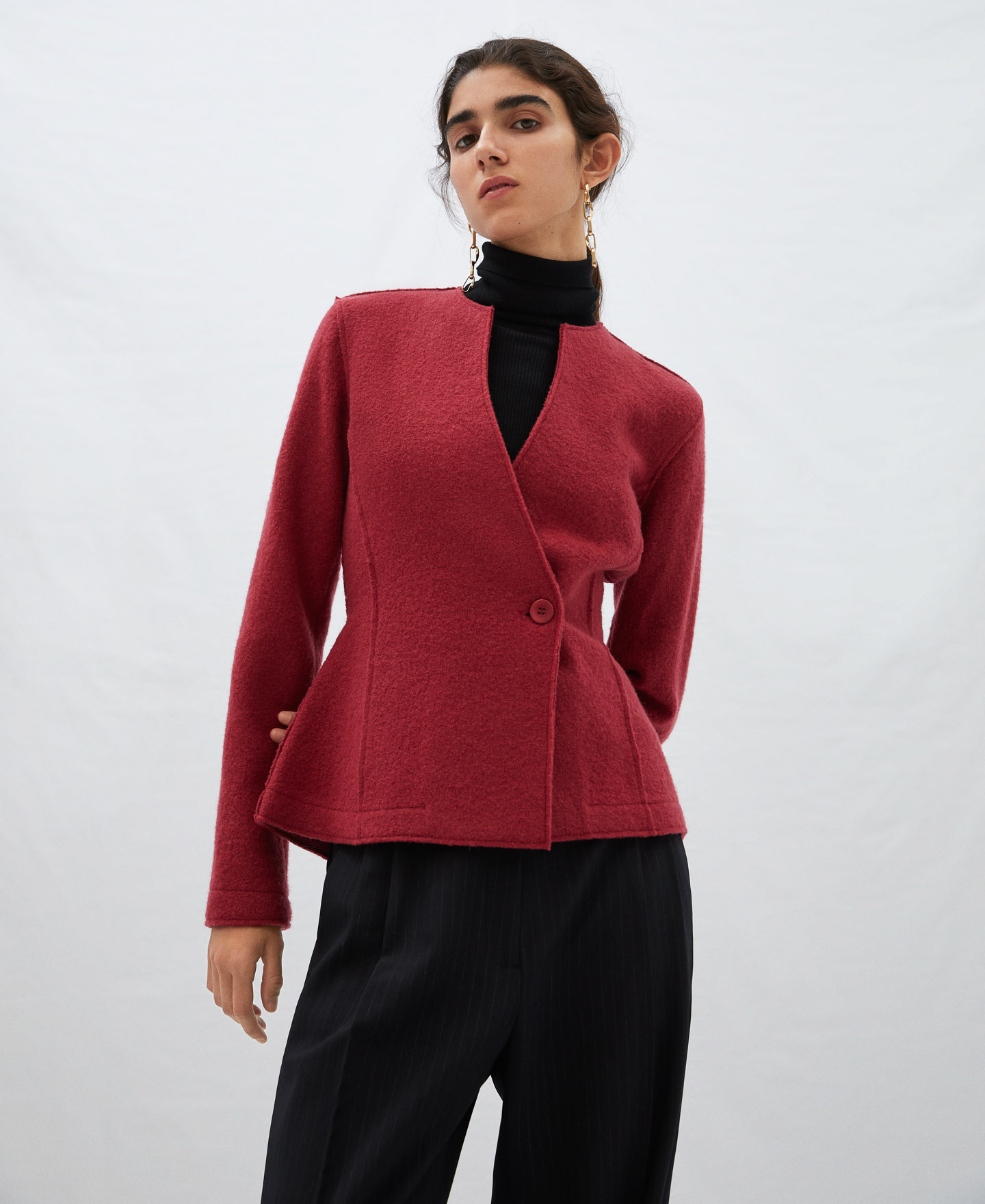 Chaqueta cruzada en lana merino image number 0