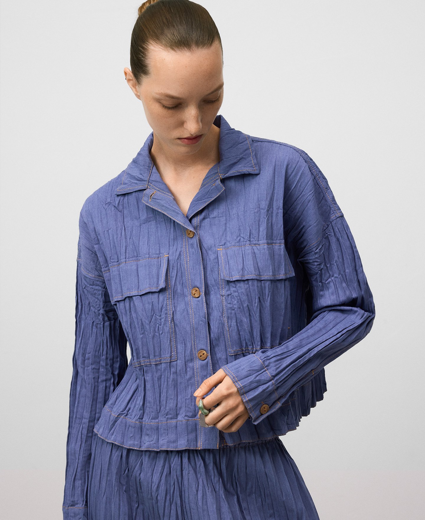 Crinkle shirt woman image number 0