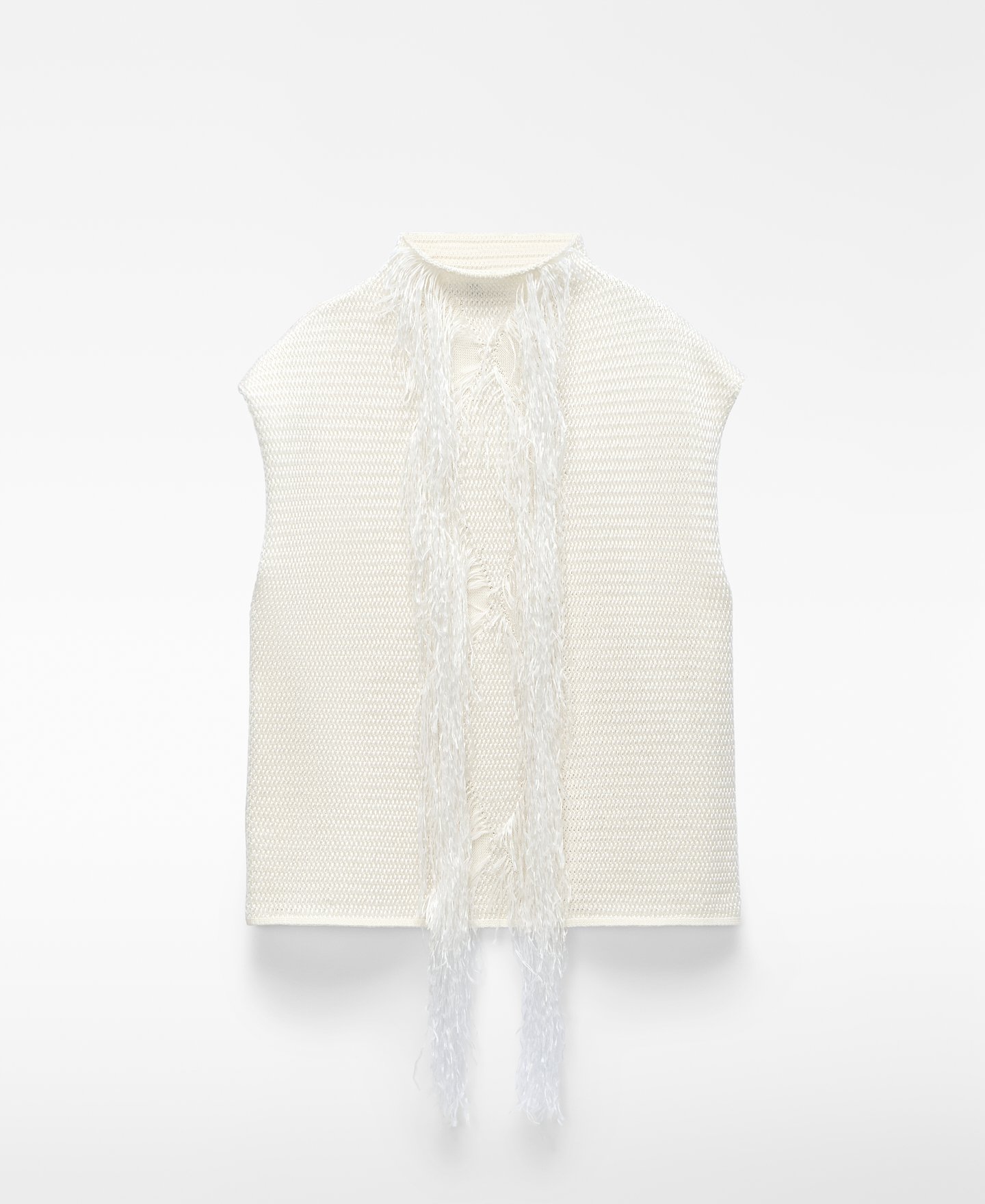 Raffia top with feather-effect fringes image number 4