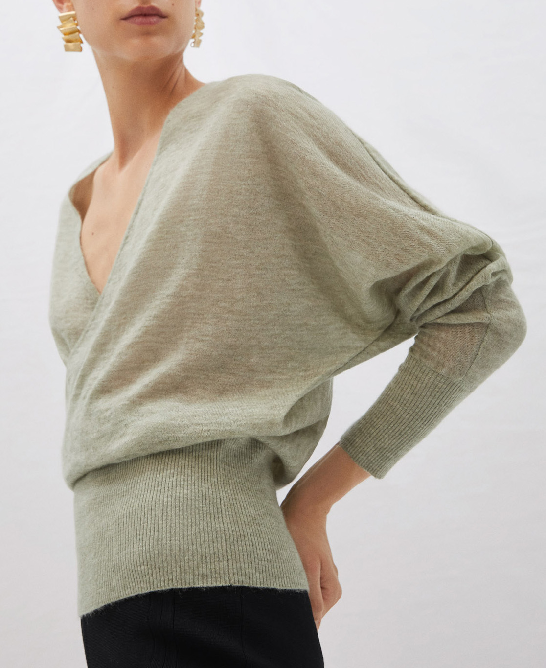 Crossed neckline jumper in mohair image number 3