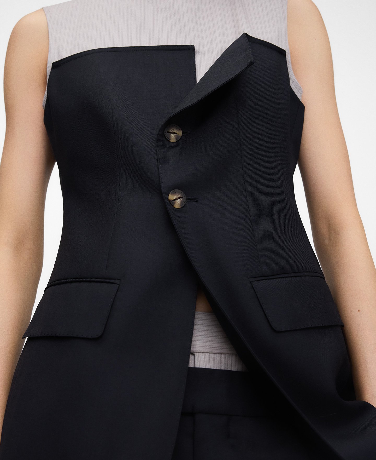 Mixed-fabric top woman image number 3