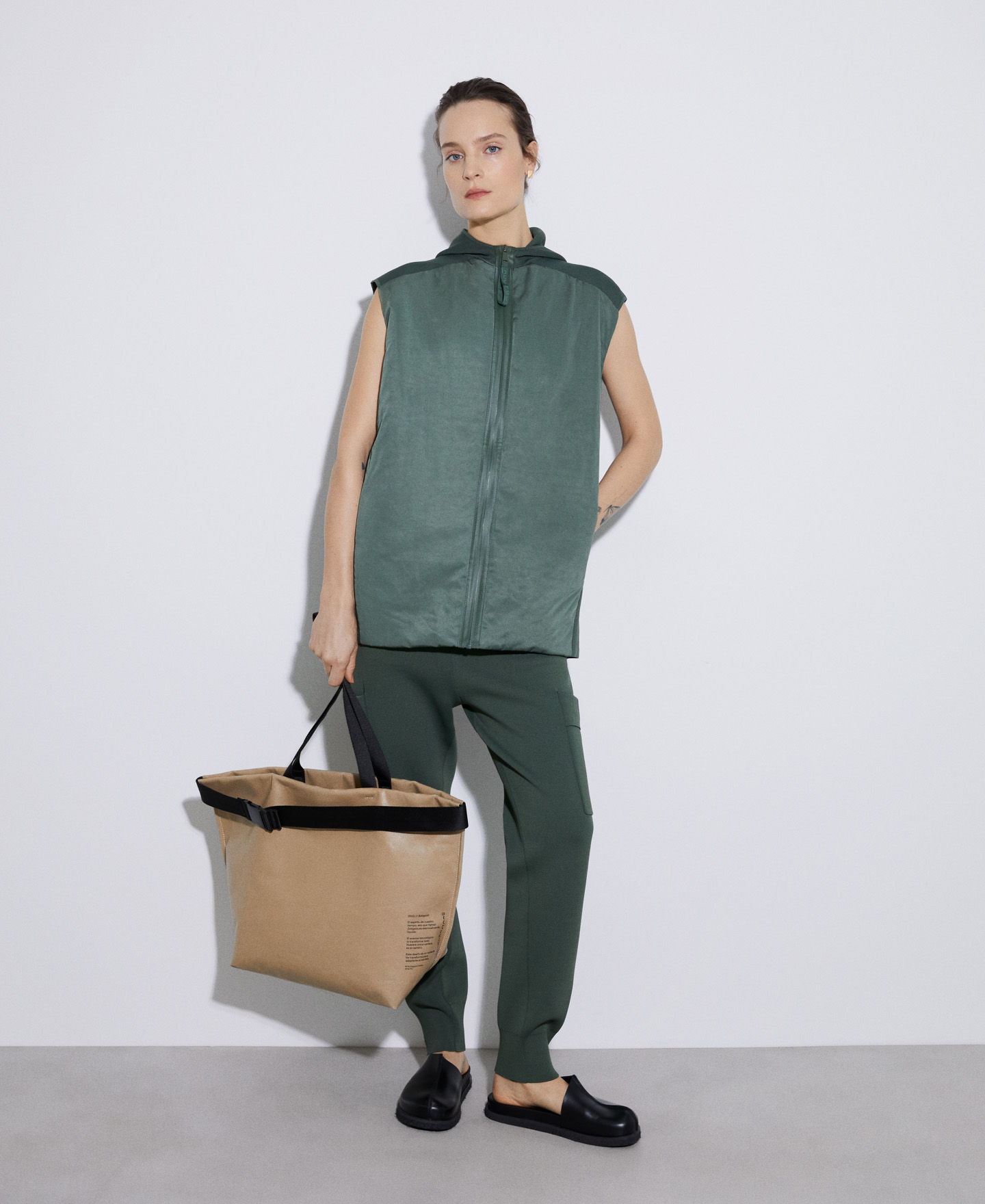 Knitted and nylon waistcoat image number 1