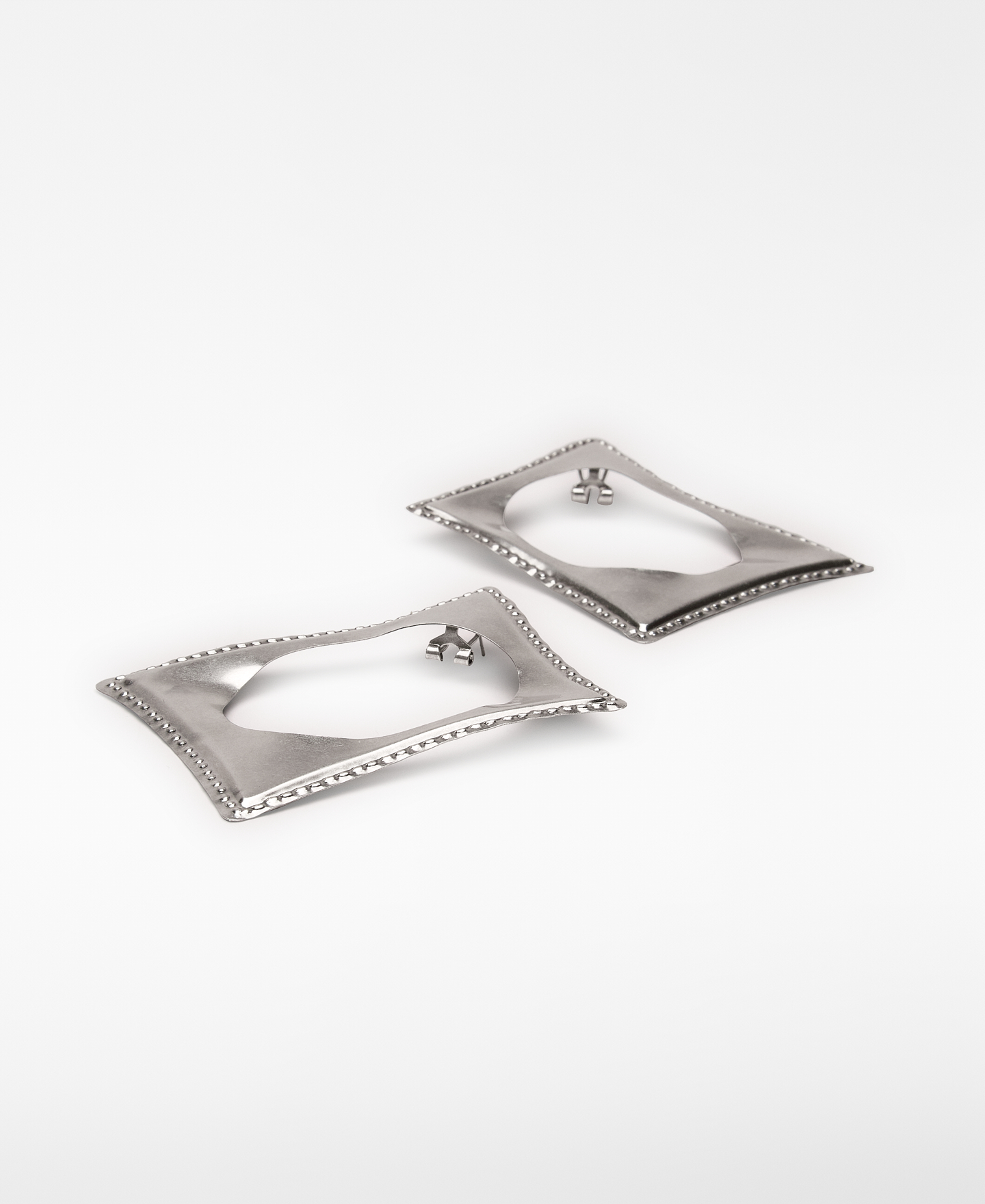 Maxi silver embossed earrings woman image number 2