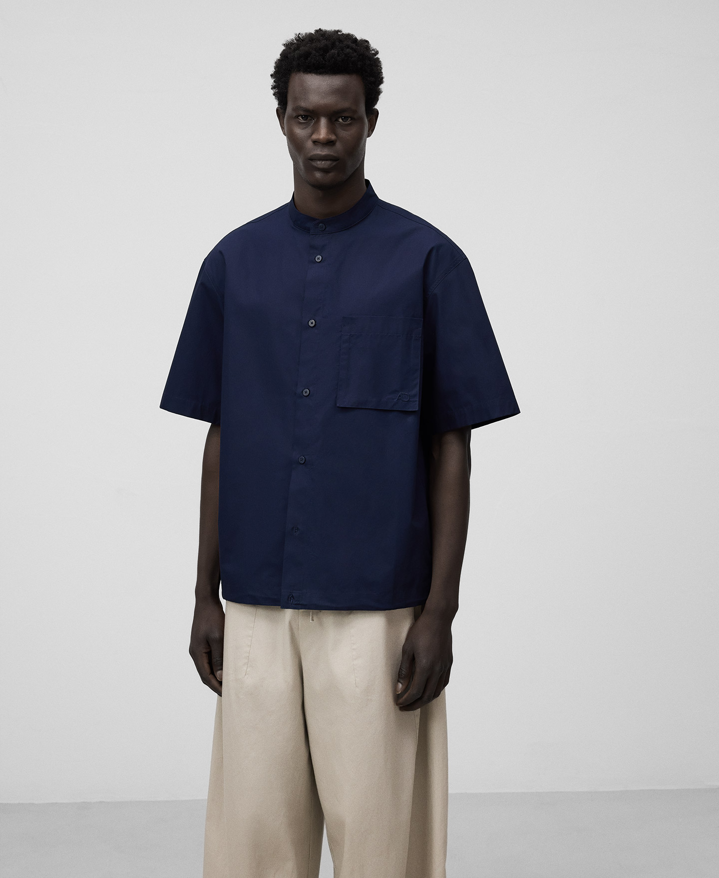Cotton Mandarin collar shirt man image number 0