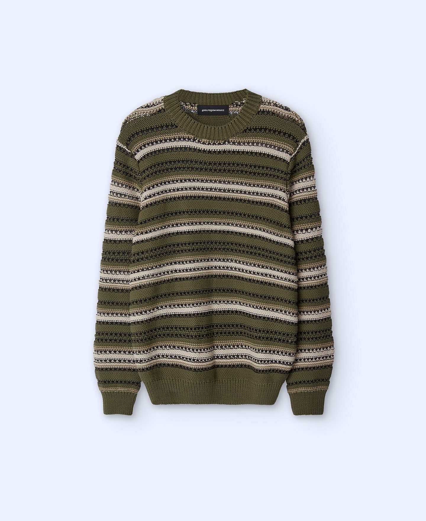 Striped structure crew neck sweater image number 4