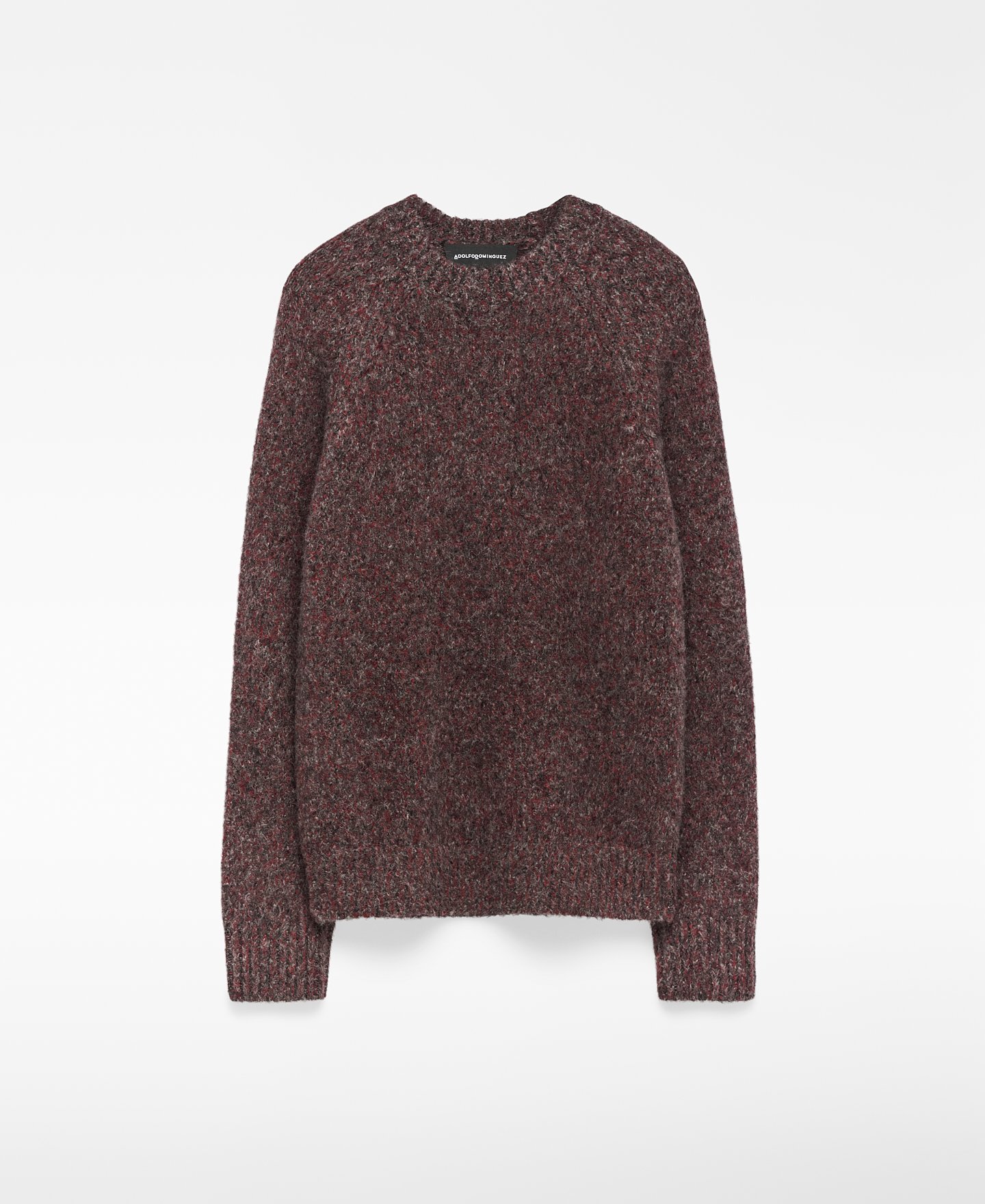 Crew collar melange knit sweater man image number 0