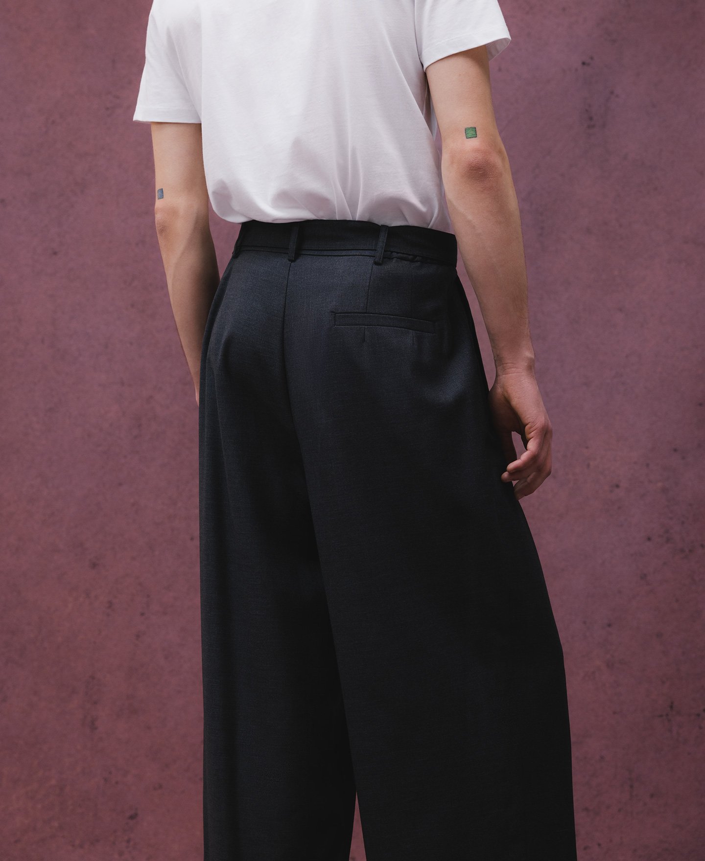 Melange grey wide leg trousers man image number 0