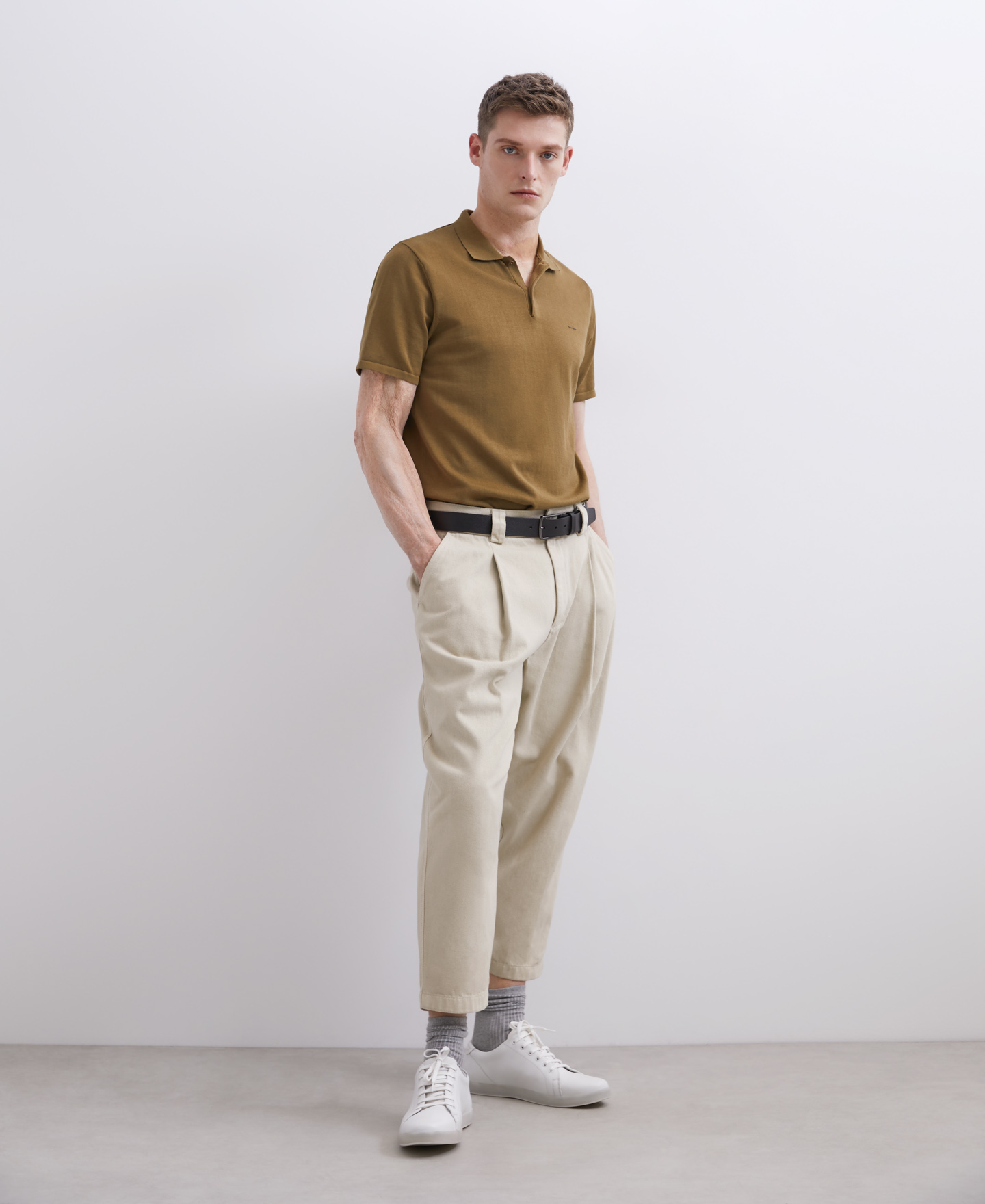 Green cotton polo image number 3