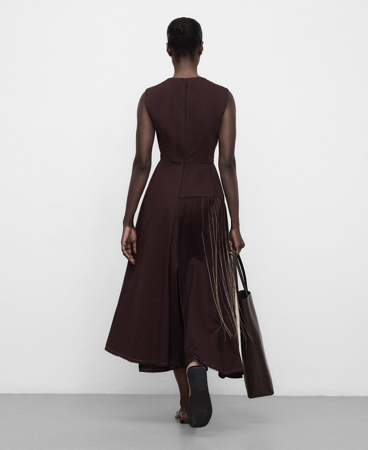 Dress with layered embroidered skirt image number 2