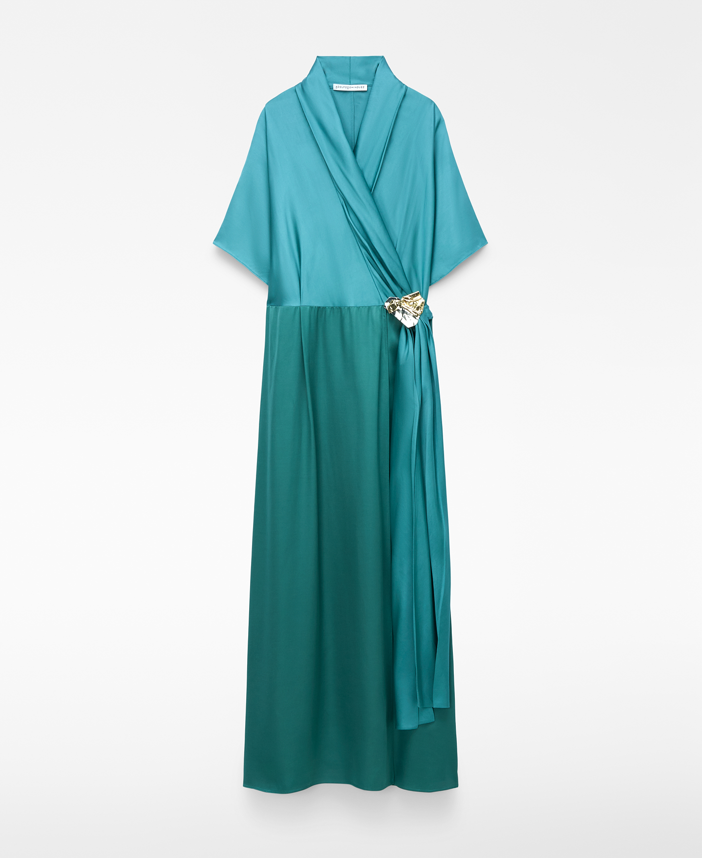 Satin wrap dress with buckle image number 0
