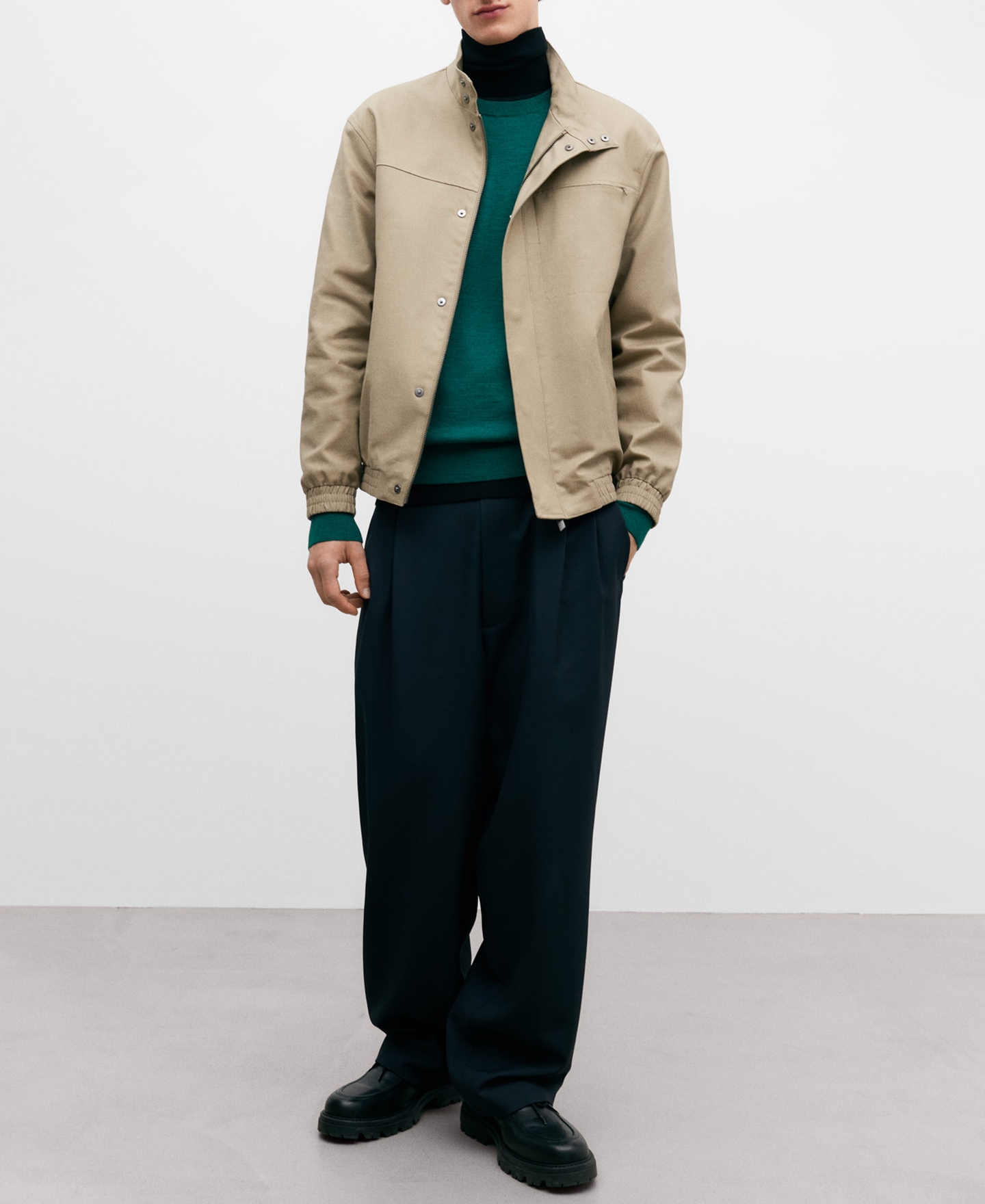 Merino wool green sweater for men image number 1