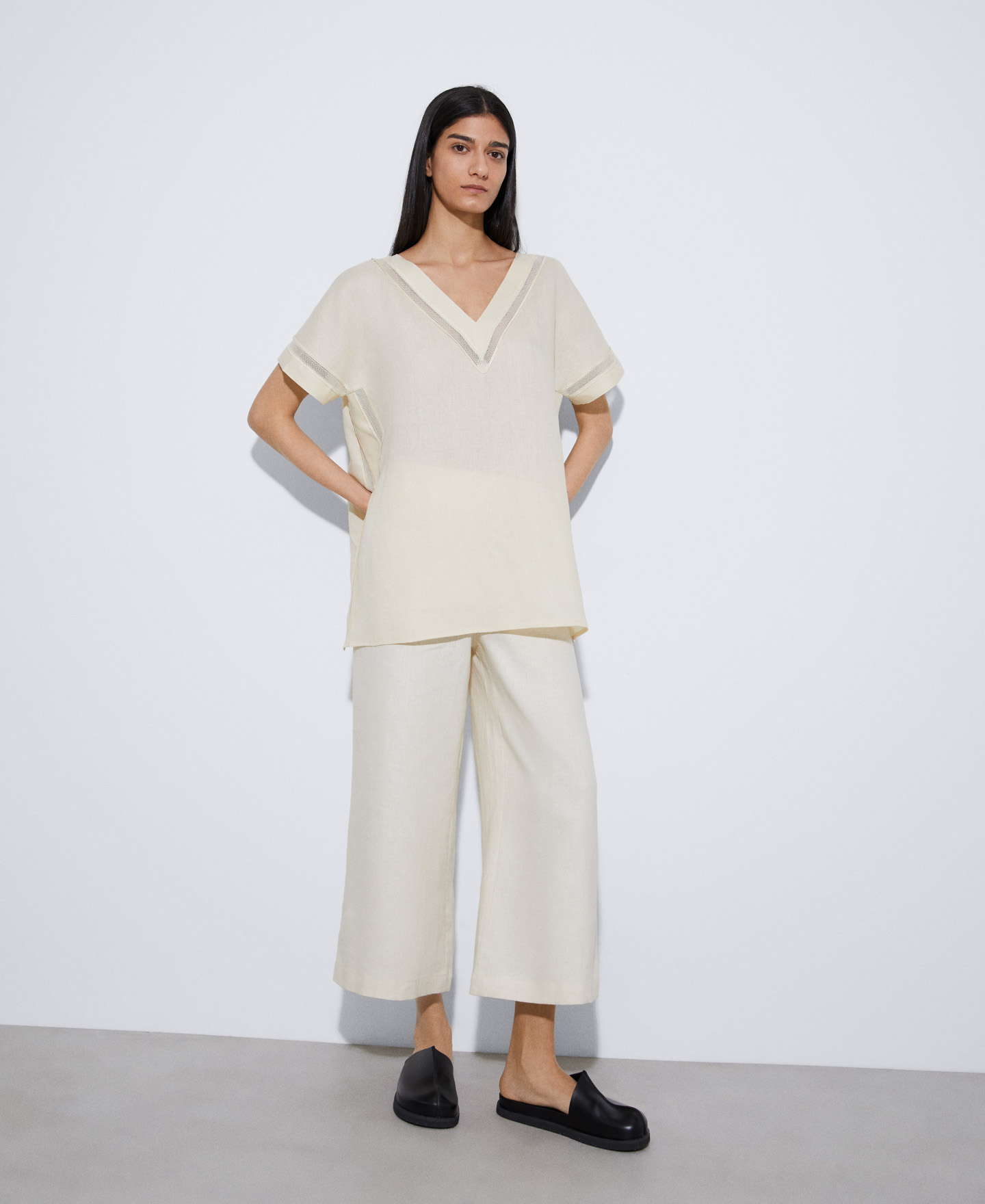 Responsible linen culotte trousers image number 1