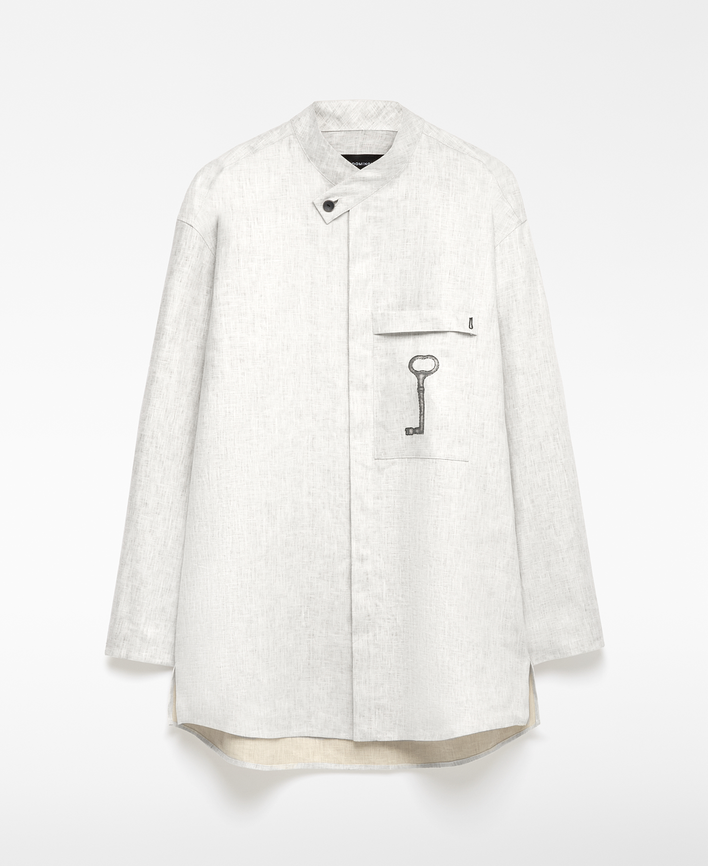 European linen printed key shirt man image number 8