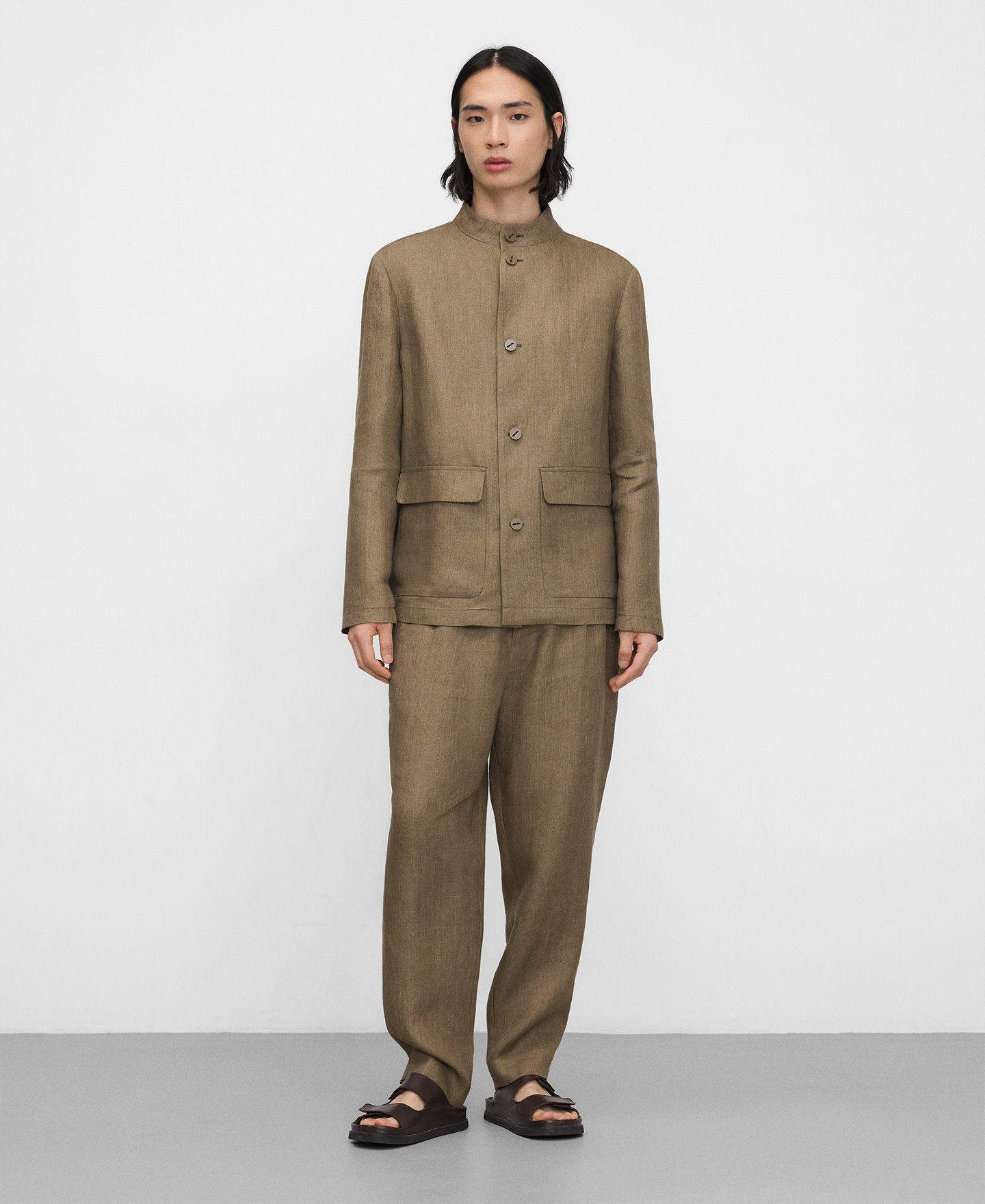 Pantalon semi-jogger en lin europ&eacute;en image number 1