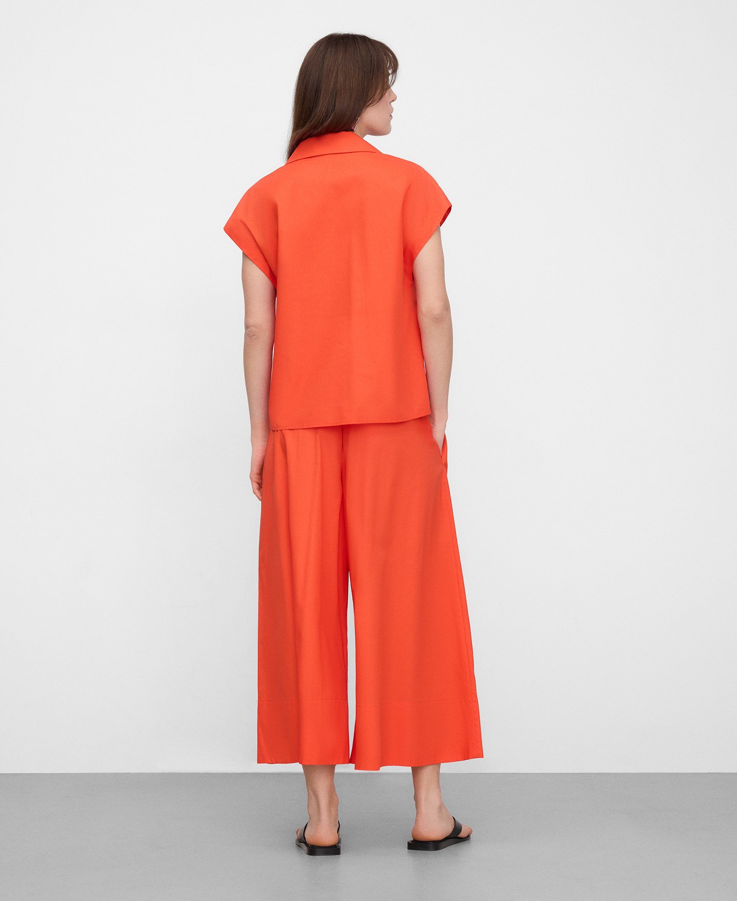 Open band collar straight shirt image number 2