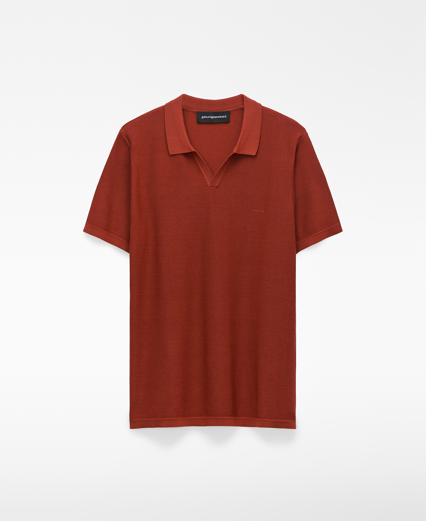 V-neck structured knit polo shirt image number 4