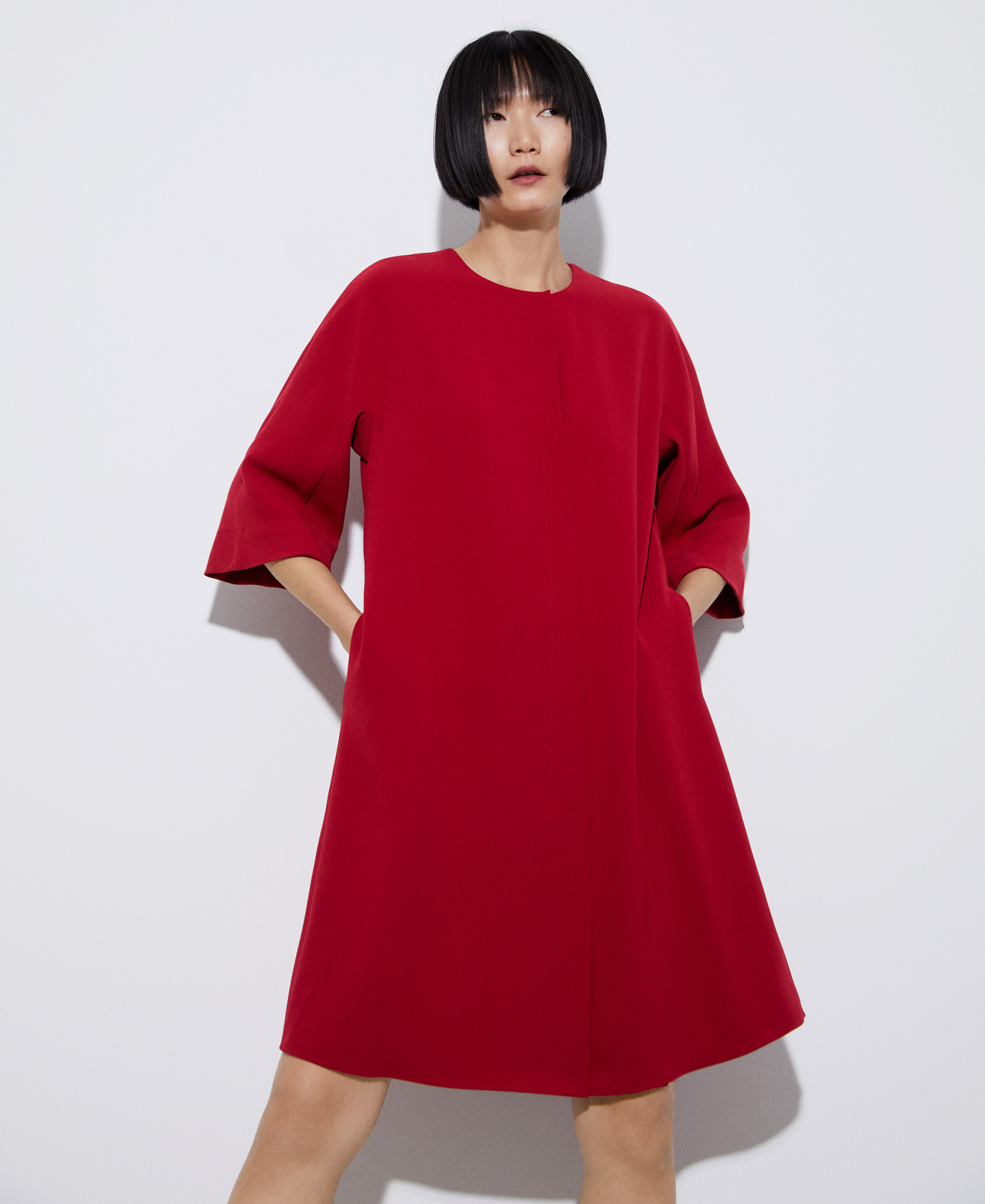 A-line dress in recycled polyester image number 0