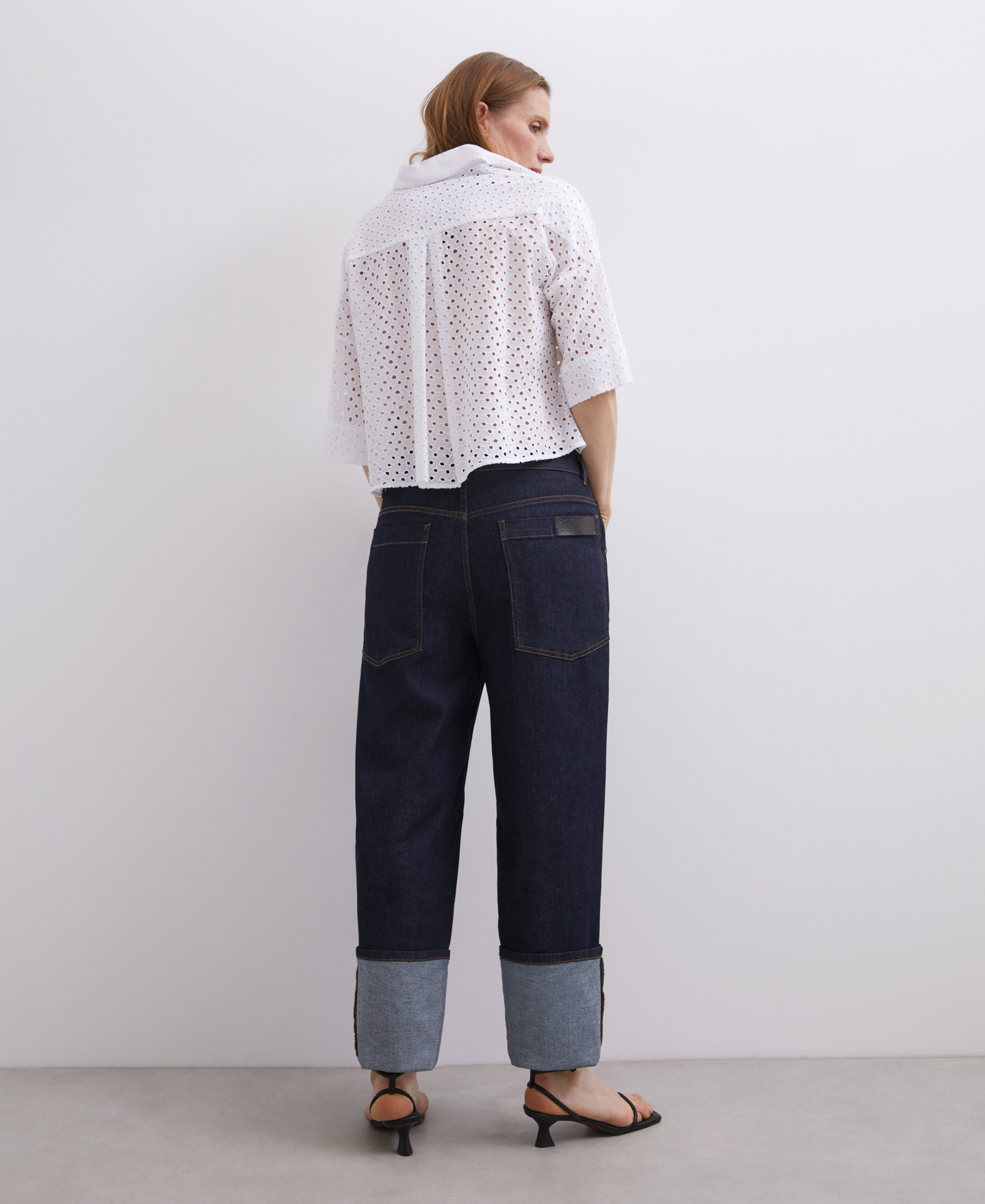 Blue cotton die-cut shirt image number 1
