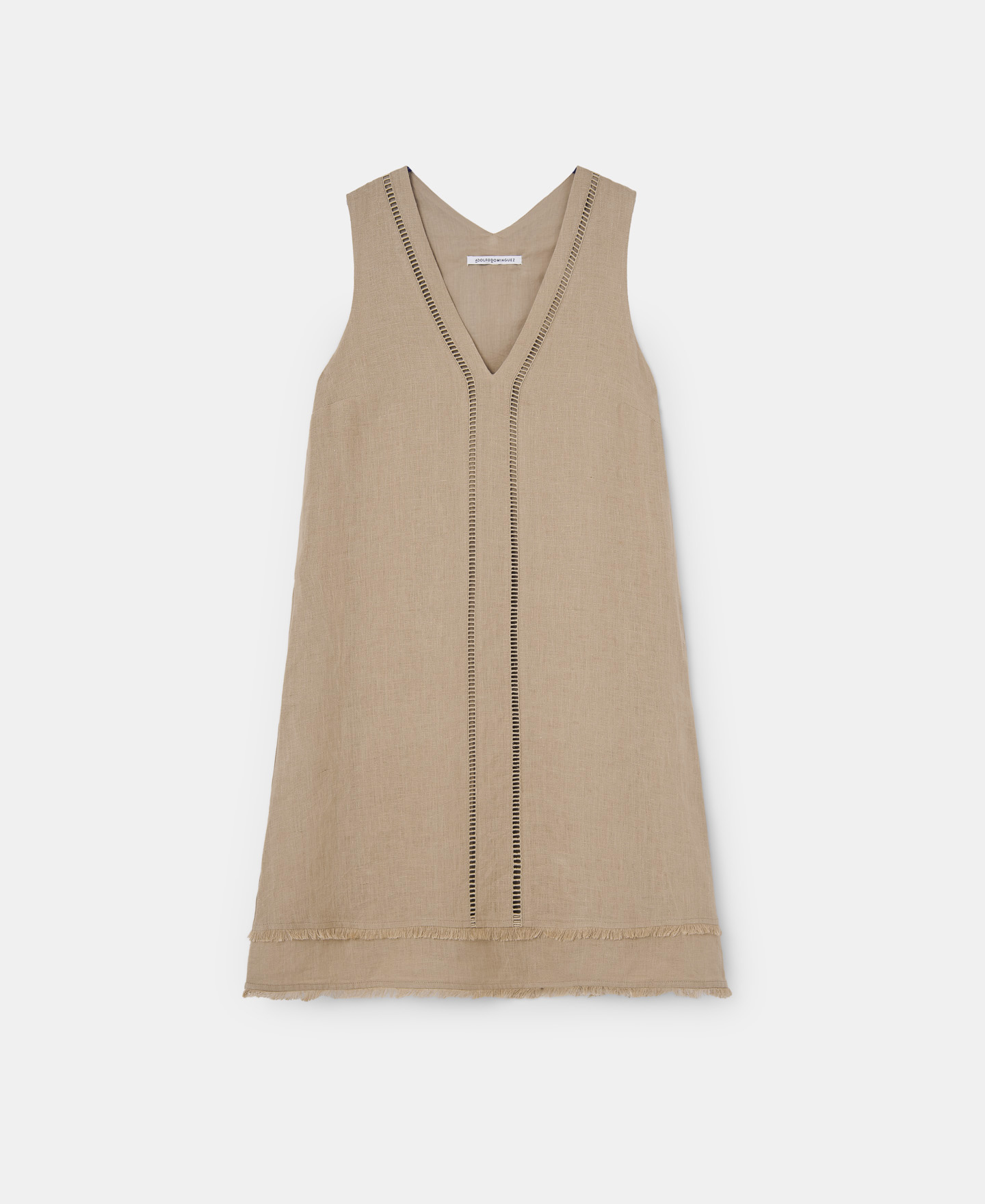Vestido cuello escote en algodón blanco image number 4