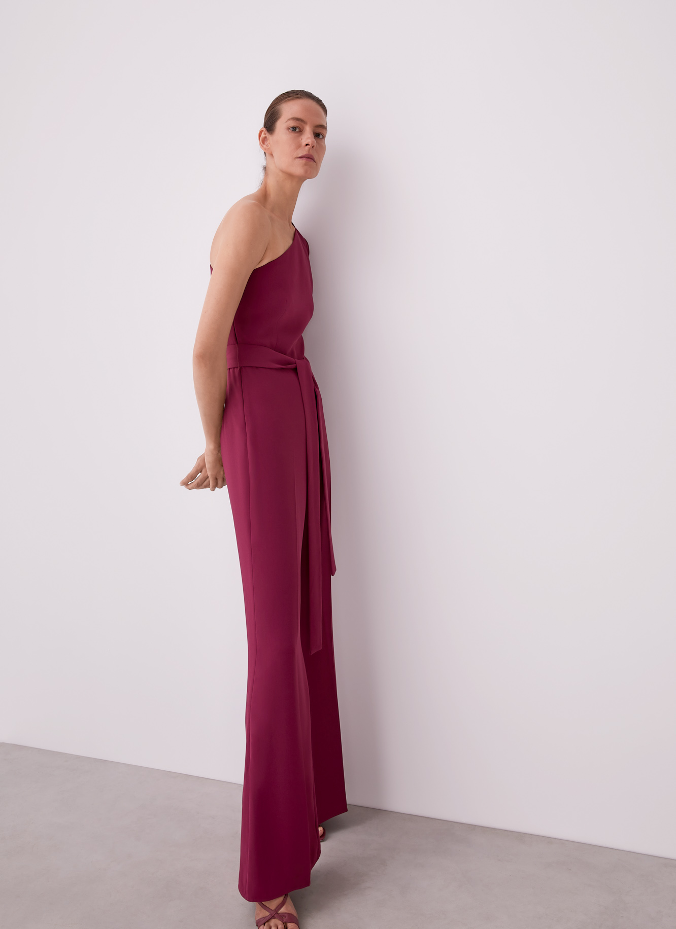 Asymmetric jumpsuit with overlayer image number 4
