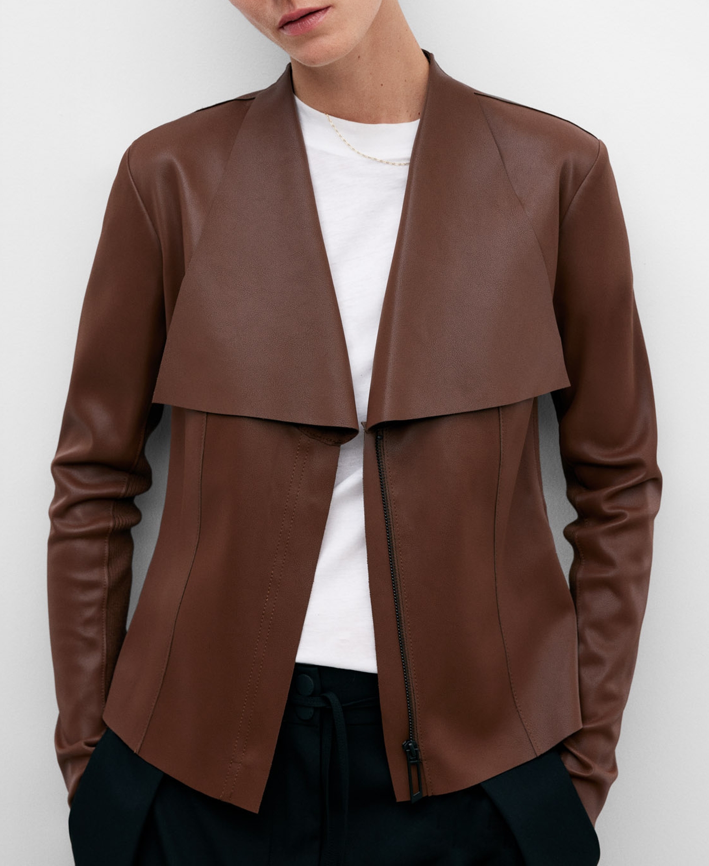 Long toasted biker jacket for women image number 0