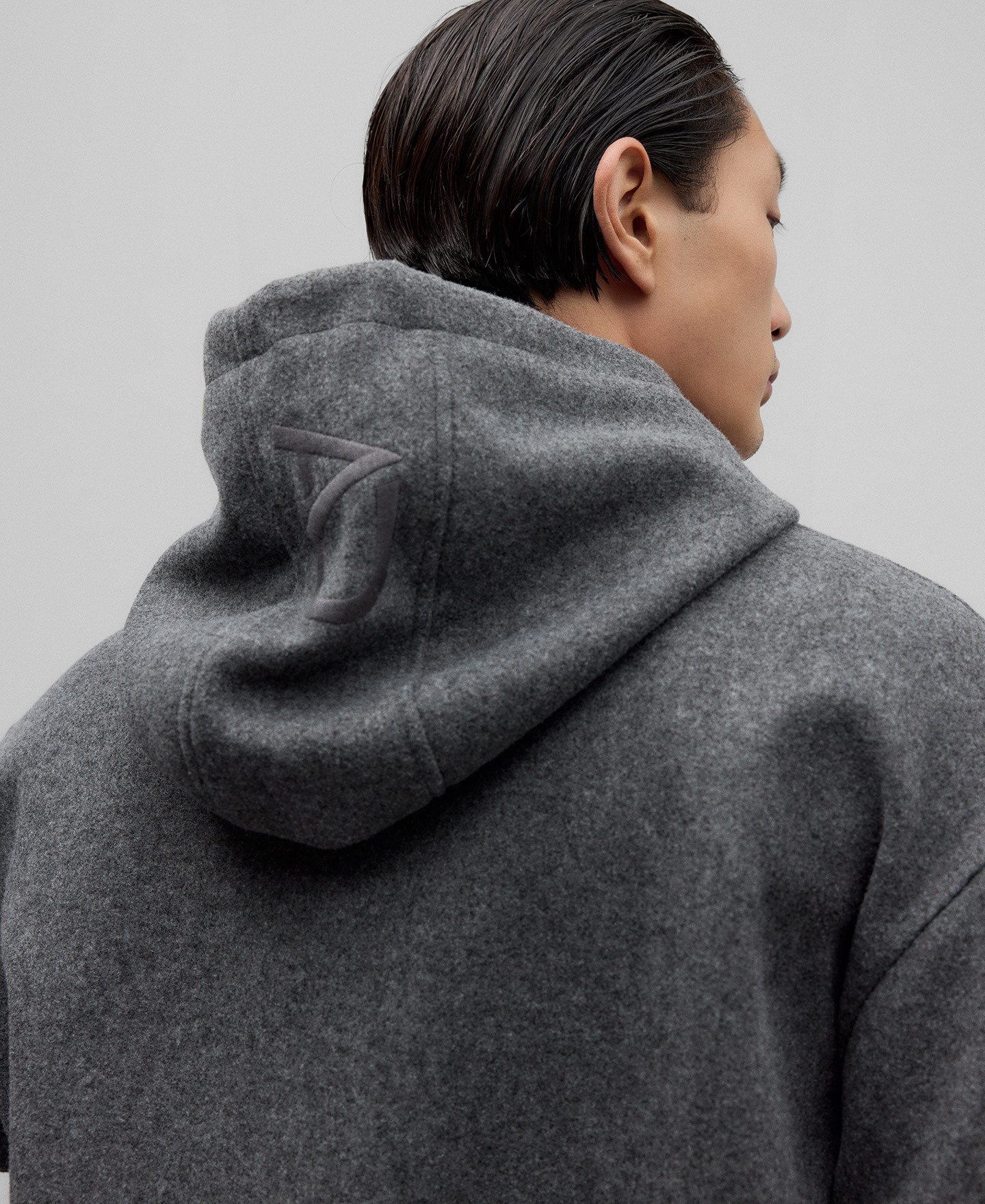 Sudadera con capucha gris melange hombre image number 3