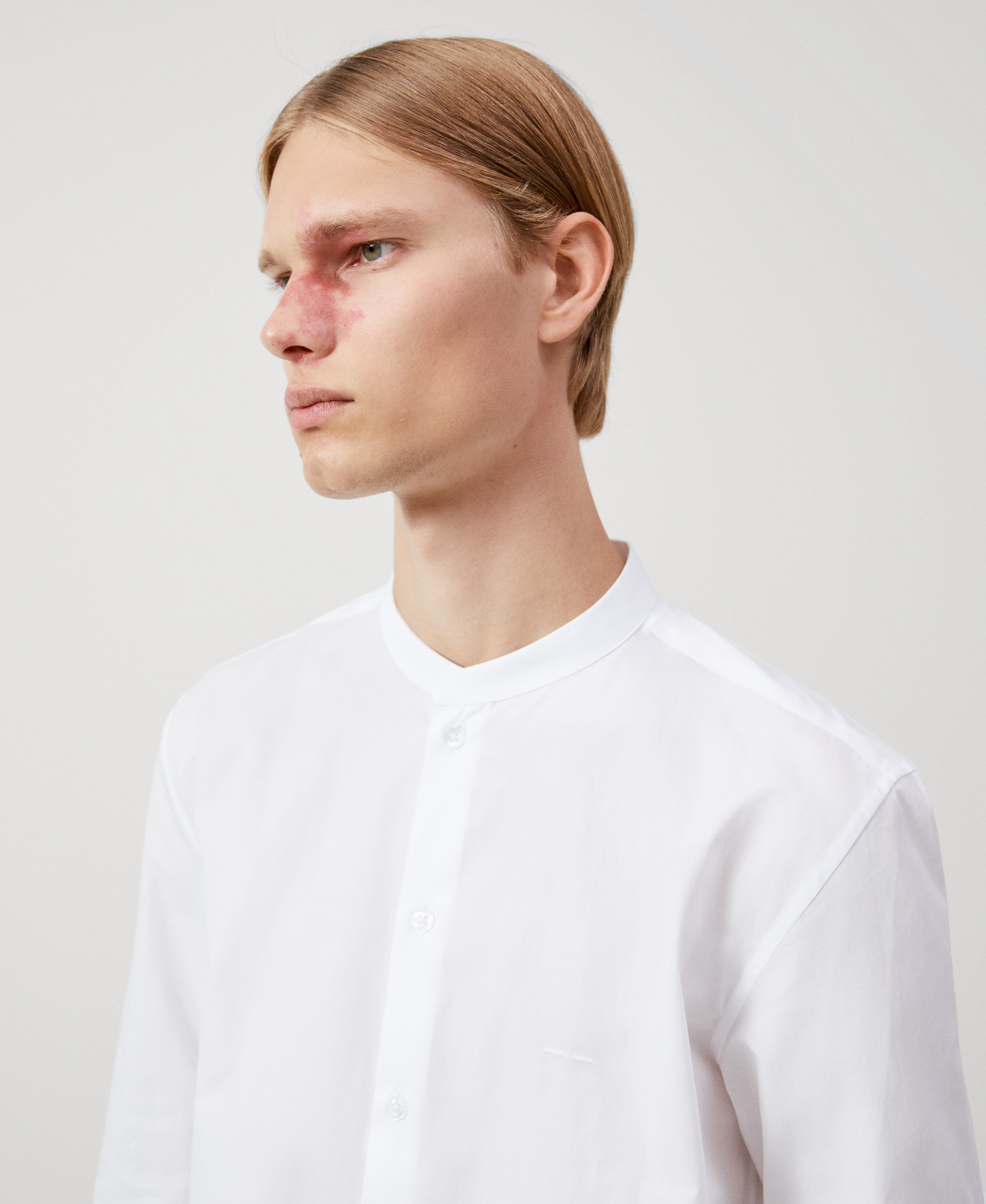 Mandarin collar organic cotton shirt image number 2