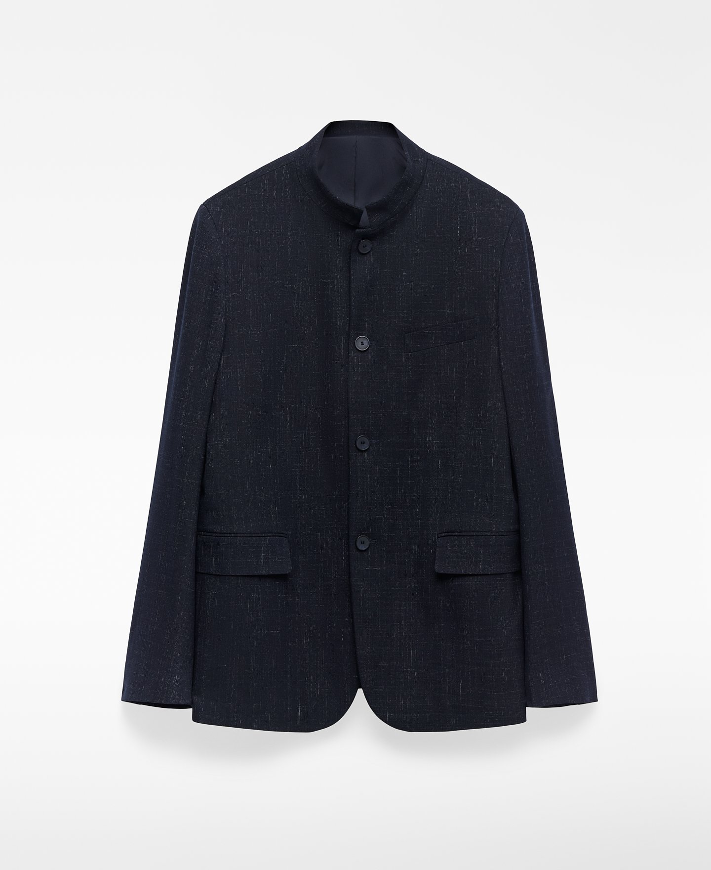 Mandarin collar structured blazer man image number 4