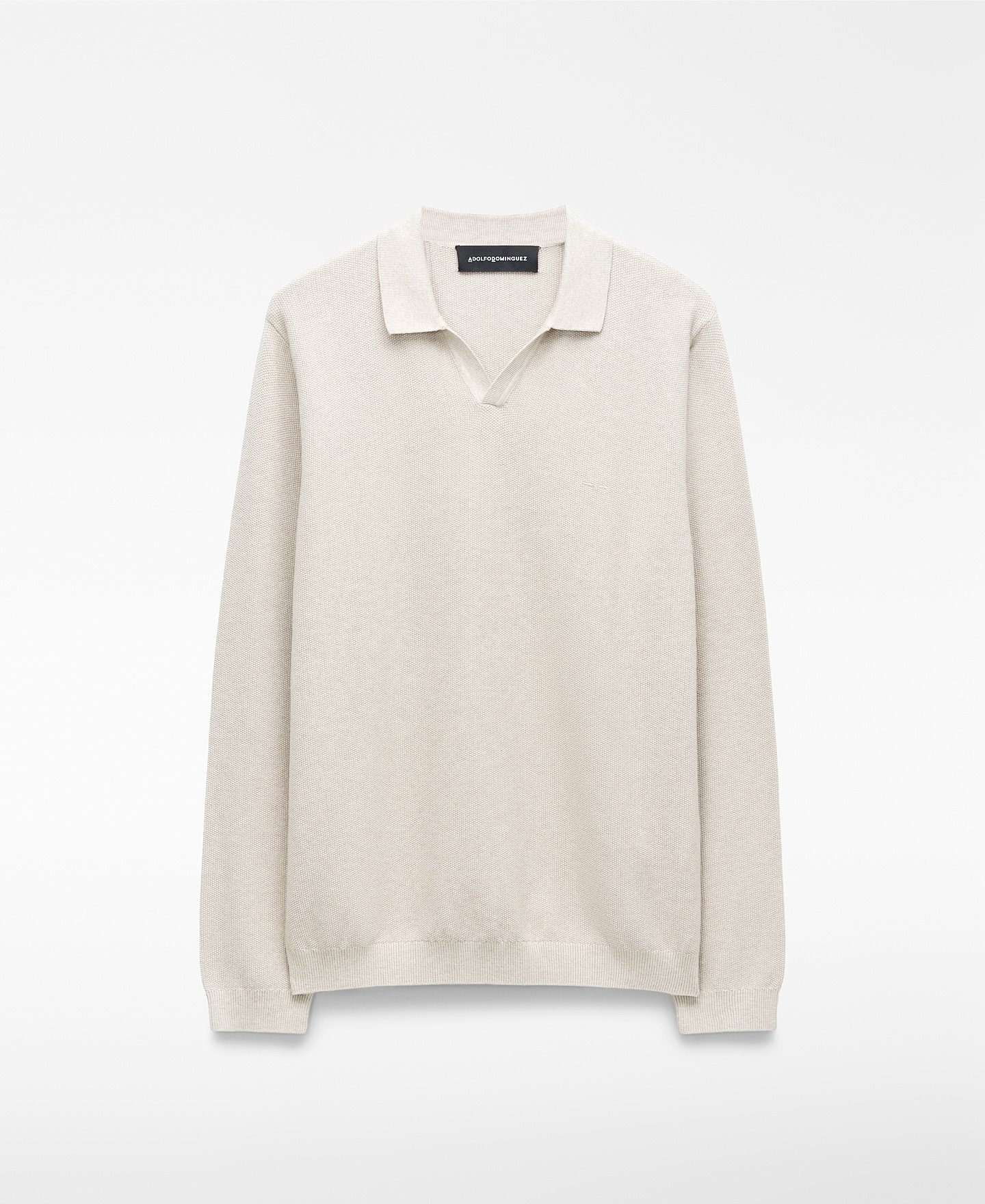 Structured knit long sleeve polo shirt image number 5