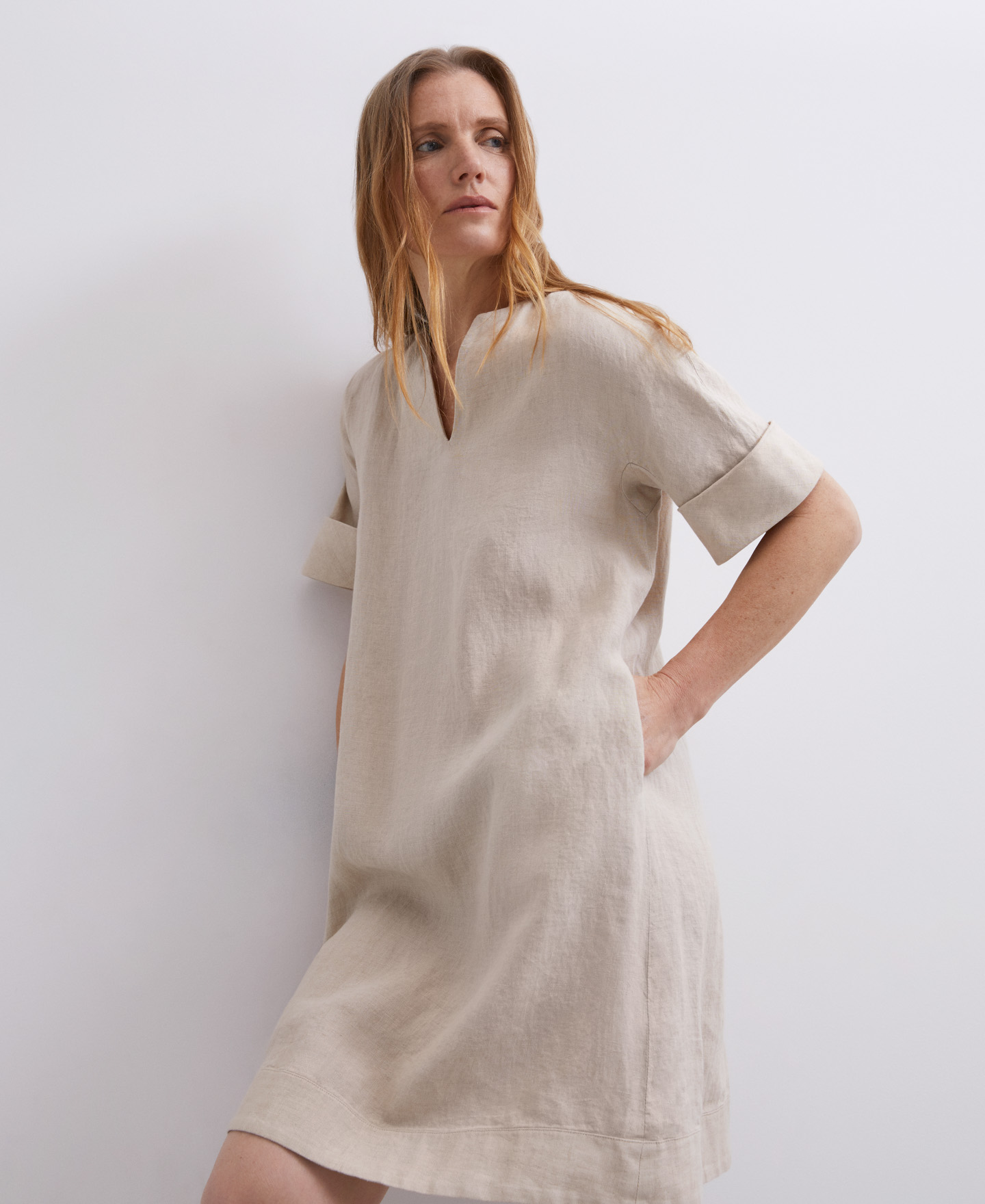 A-line European linen dress image number 2