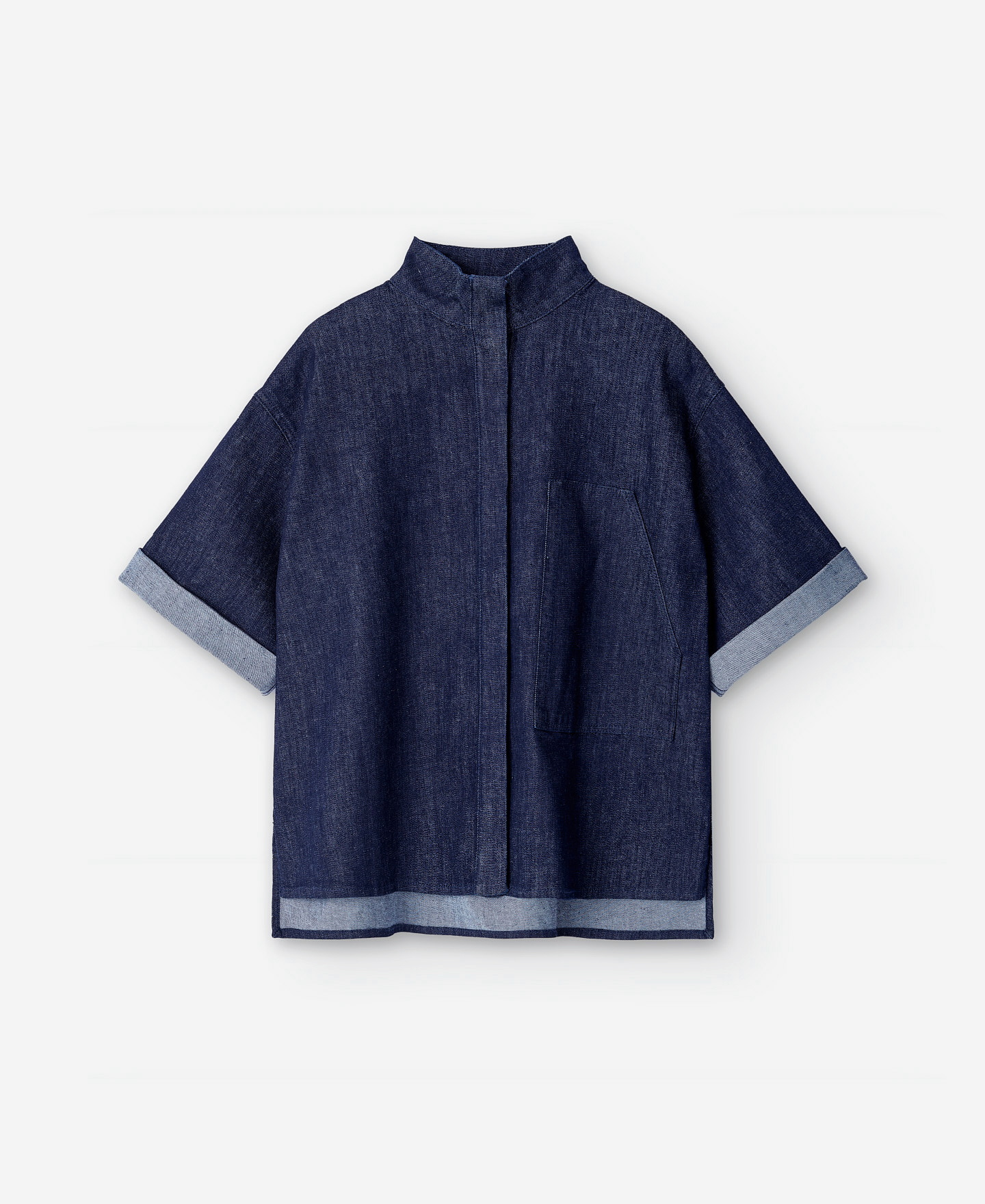 Camisa denim cuello Mao image number 4