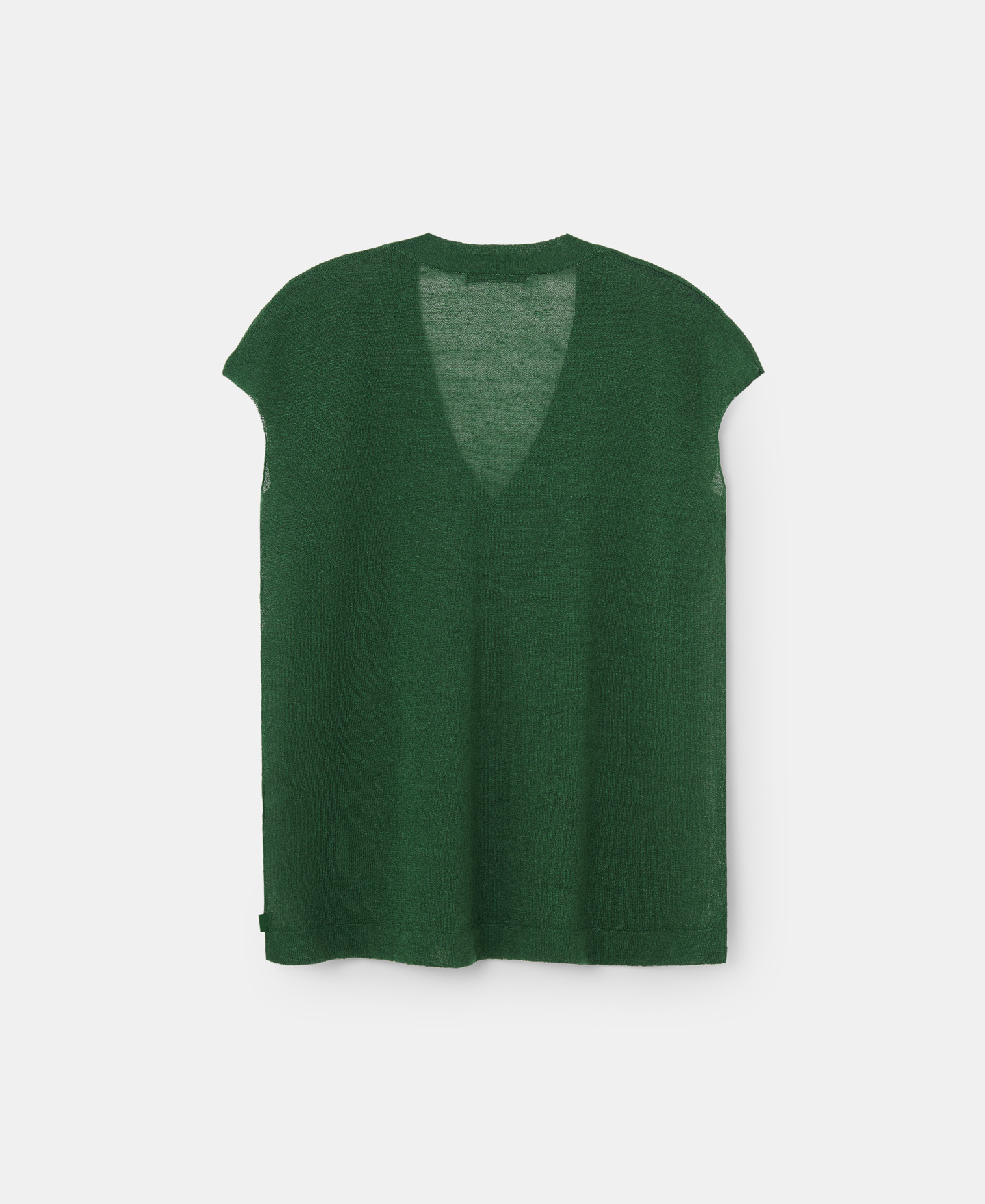 Green v-neck linen top image number 5