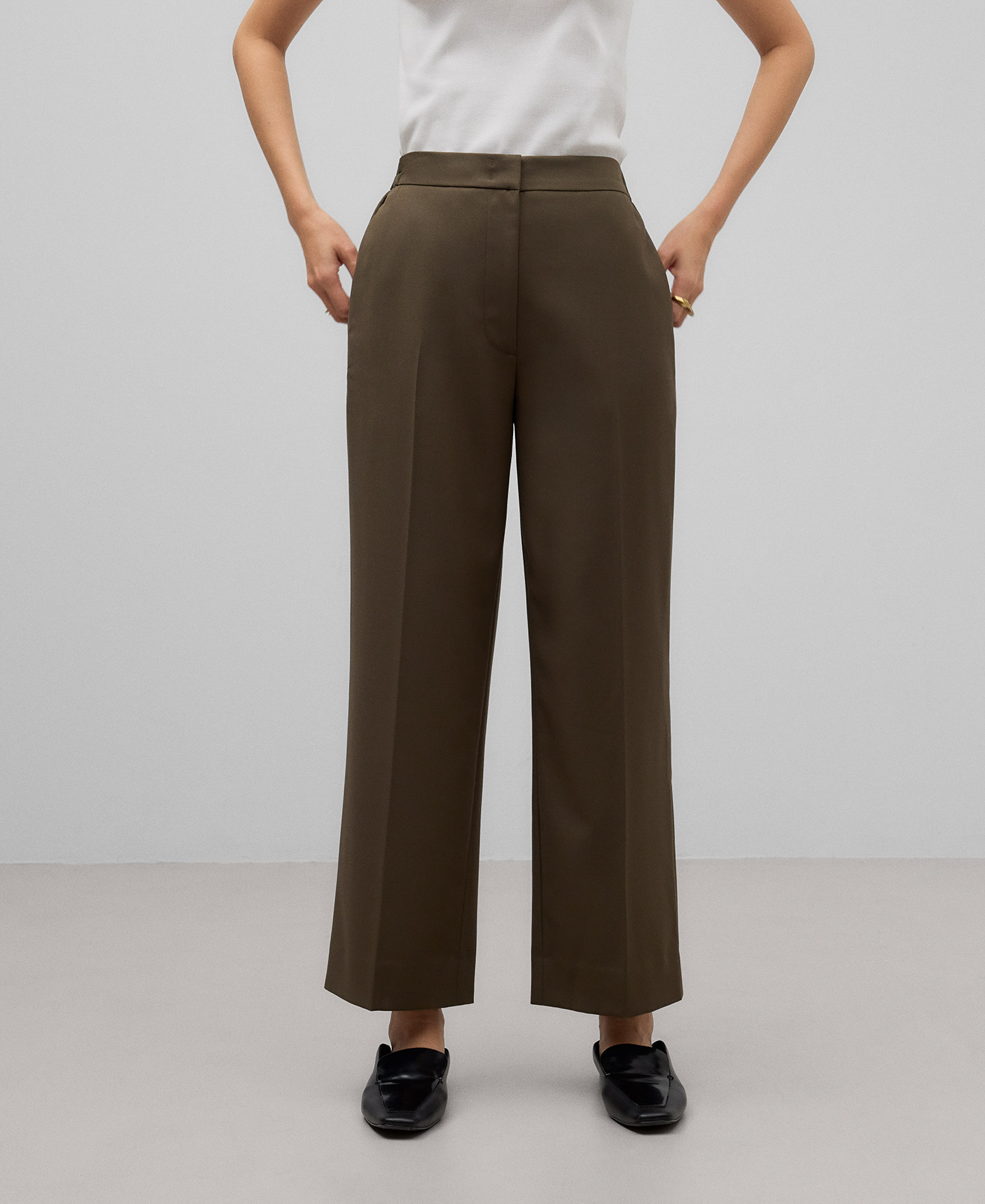 Straight ankle-length trousers woman image number 0