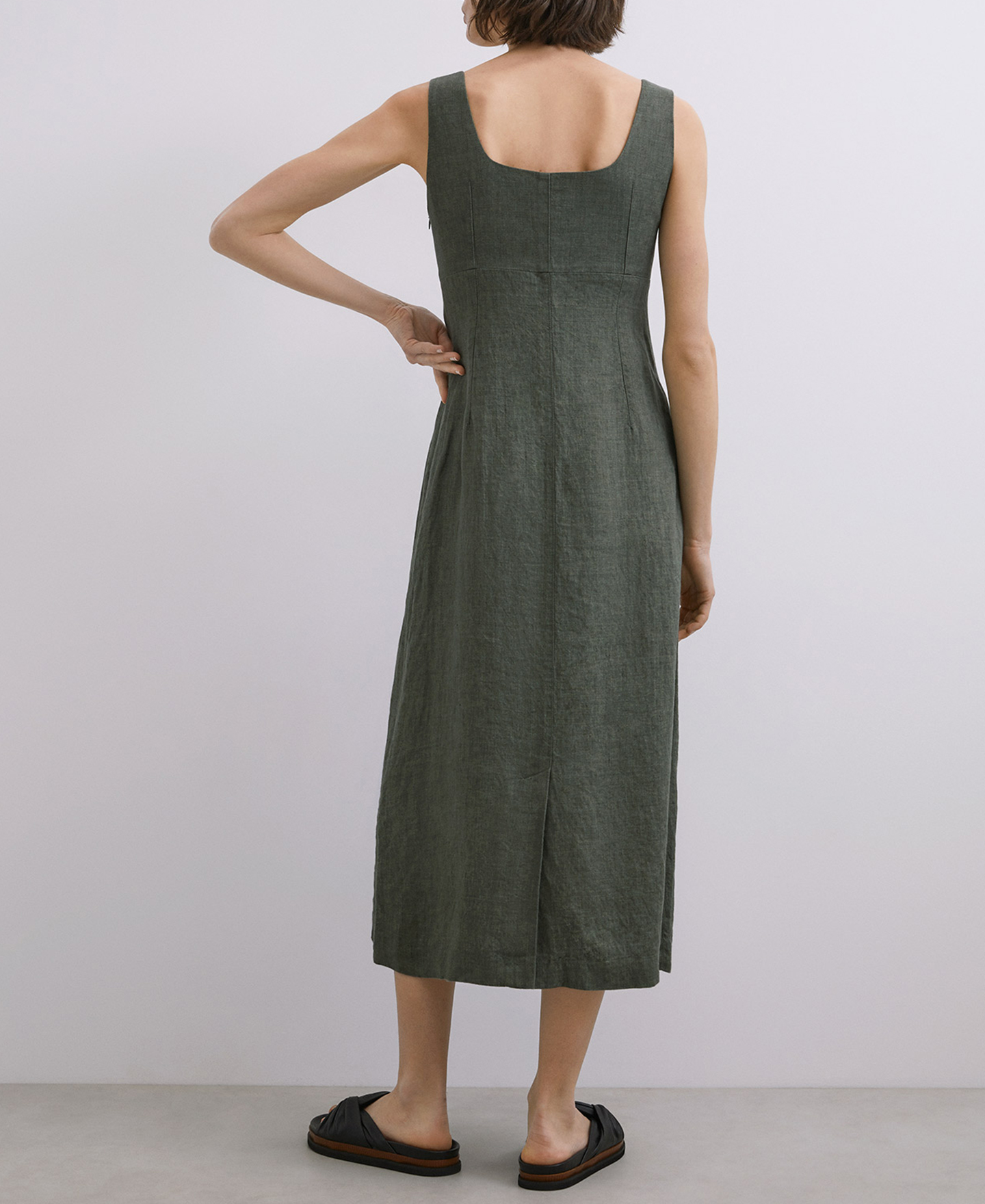 Square neckline linen dress image number 1