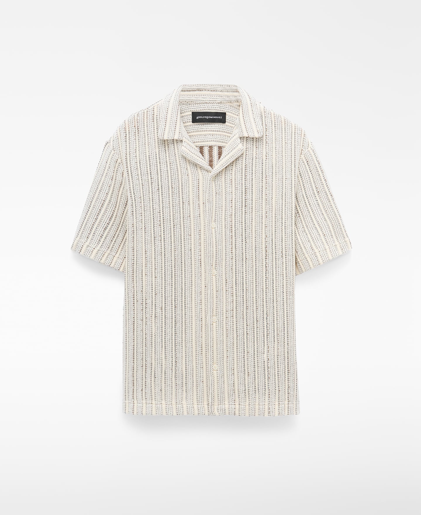 Openwork knit bowling collar shirt image number 4