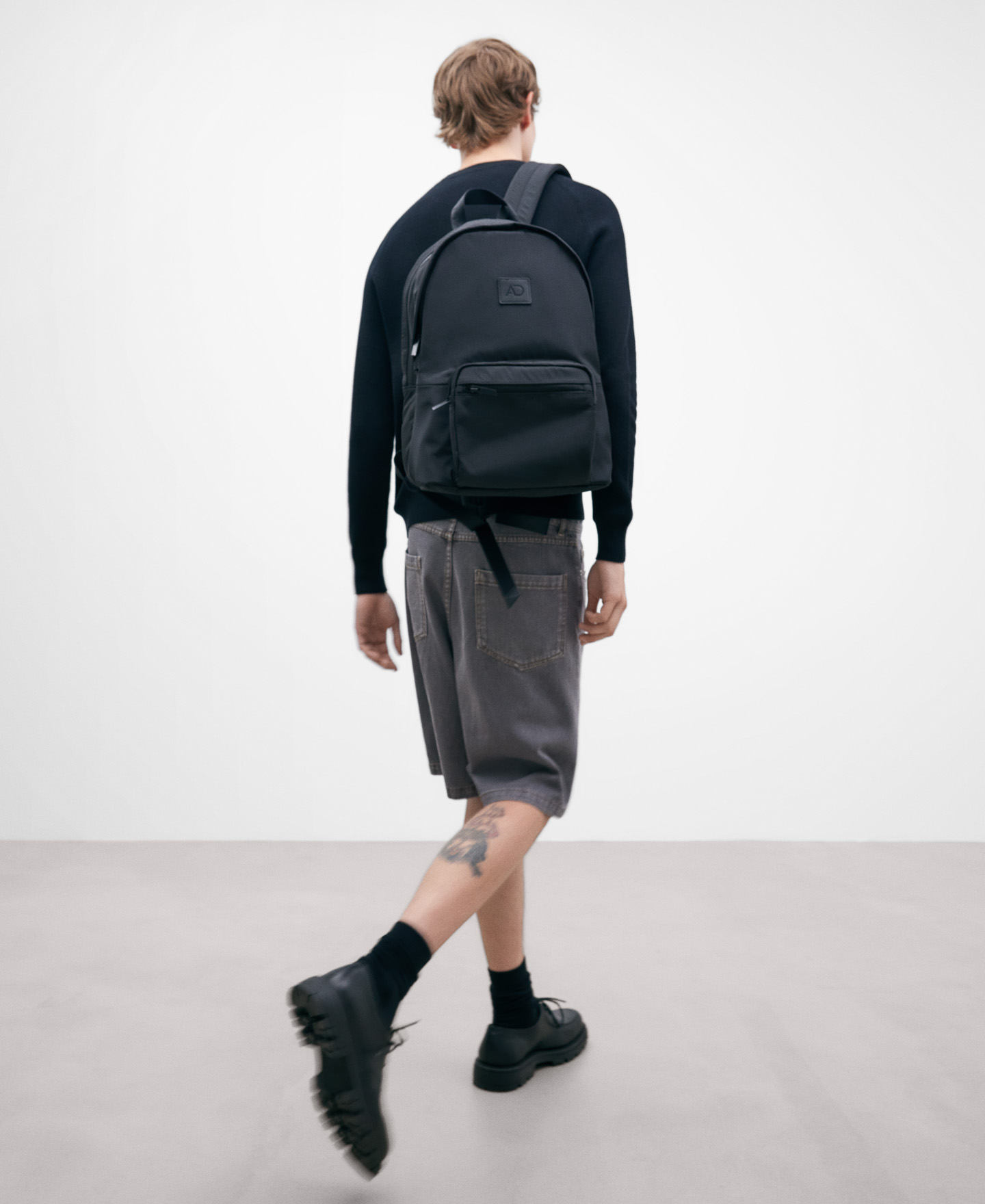 Recycled materials black backpack image number 5