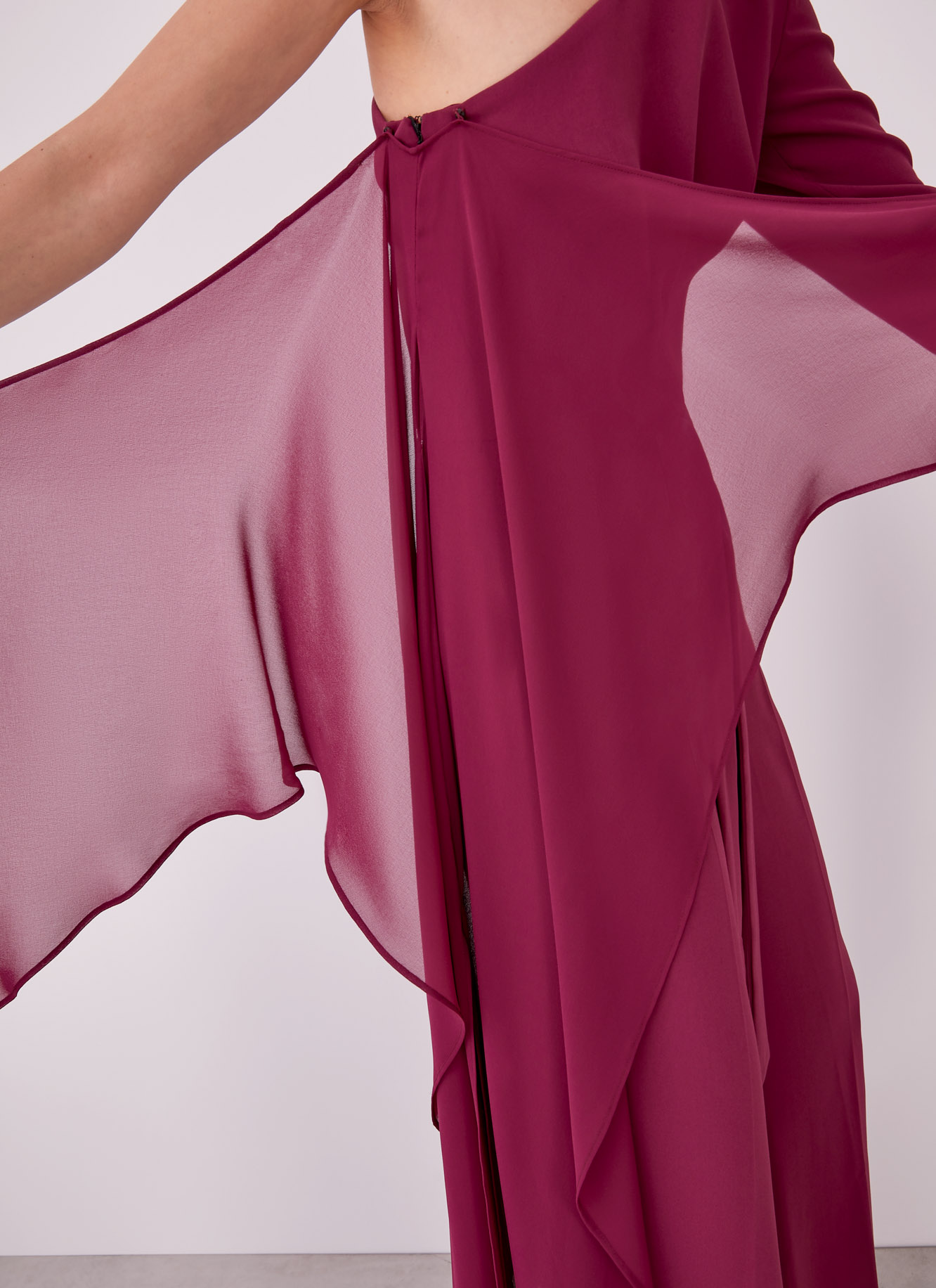 Asymmetric jumpsuit with overlayer image number 1