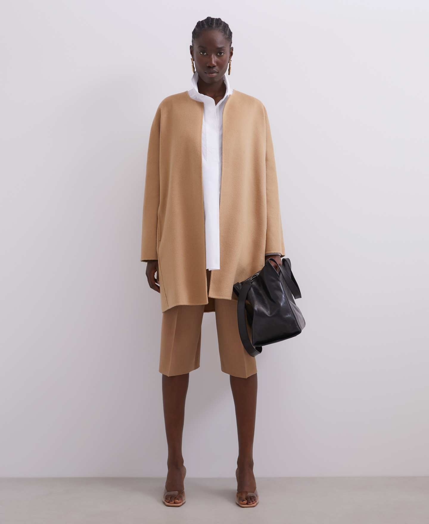 Camel merino wool coat image number 3