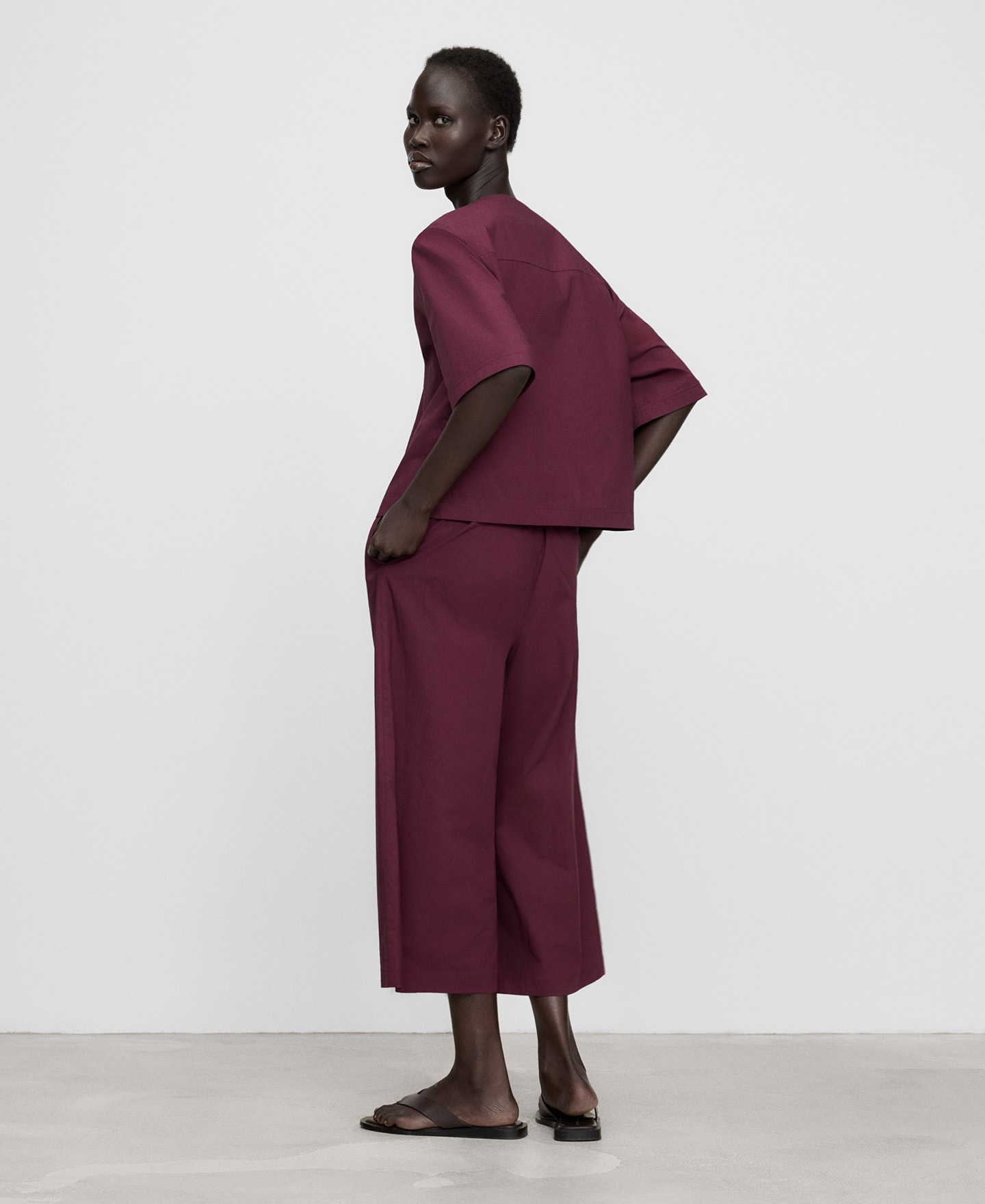Poplin wrap-front top image number 2