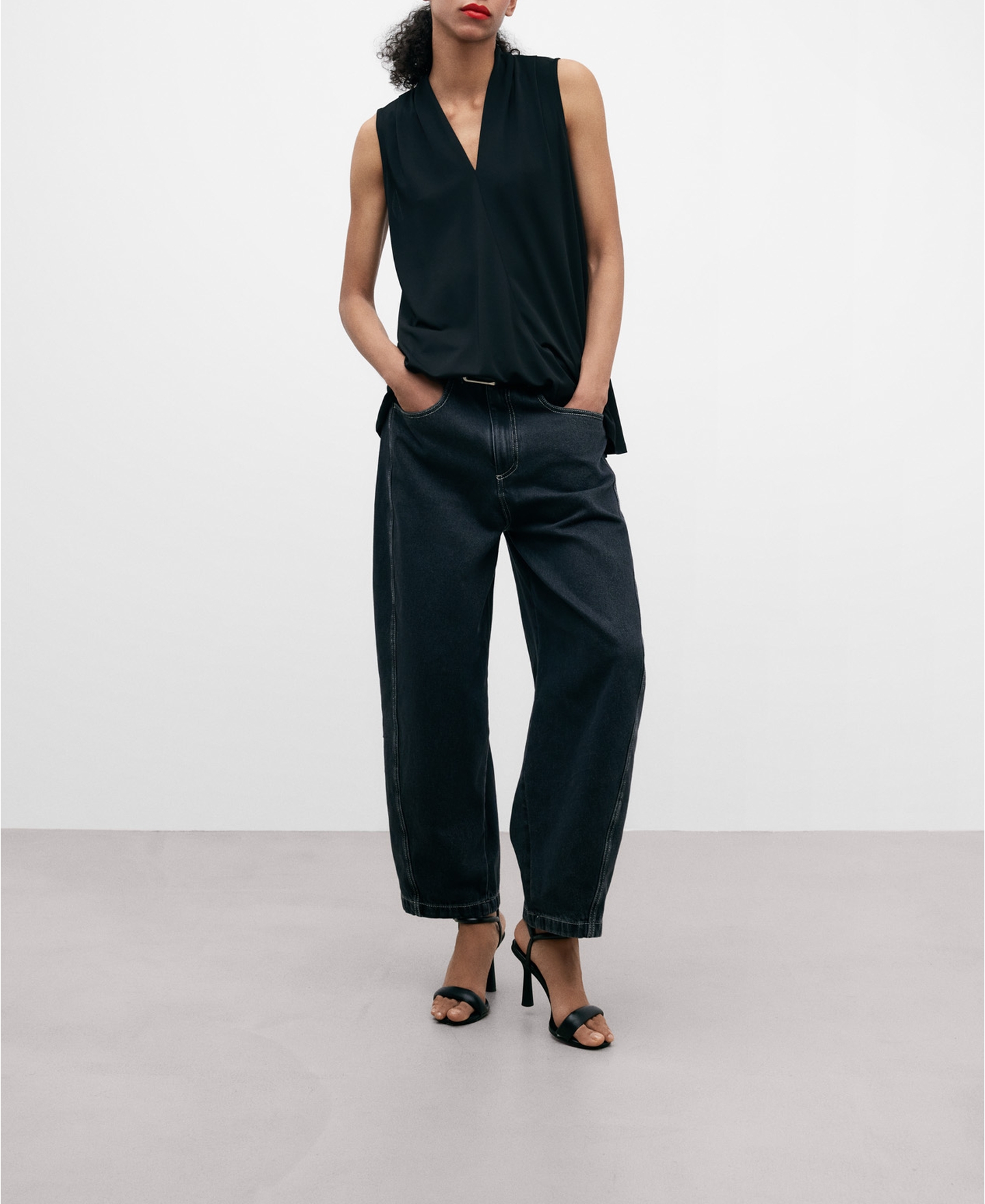 V-neckline black top image number 1