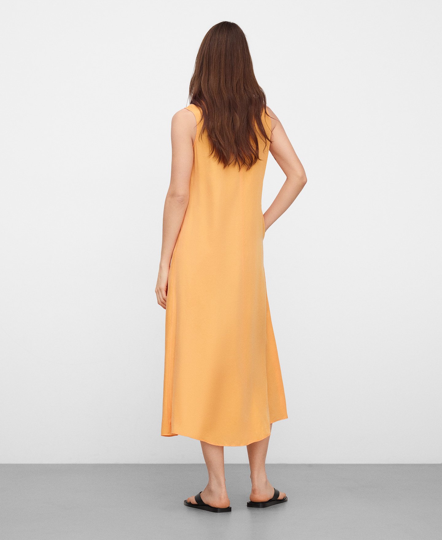 V-neckline satin long dress image number 2