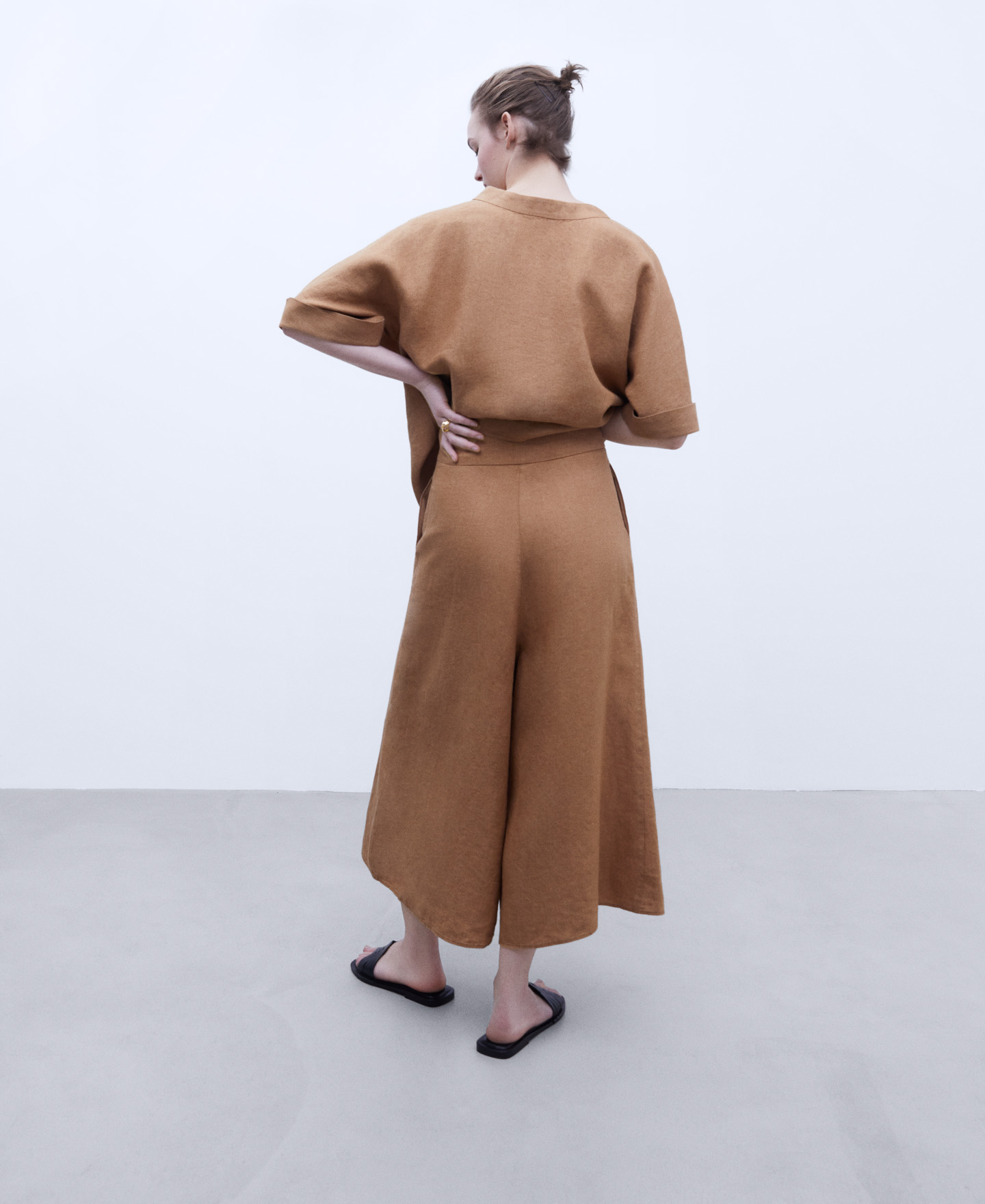 European linen culotte trousers image number 2