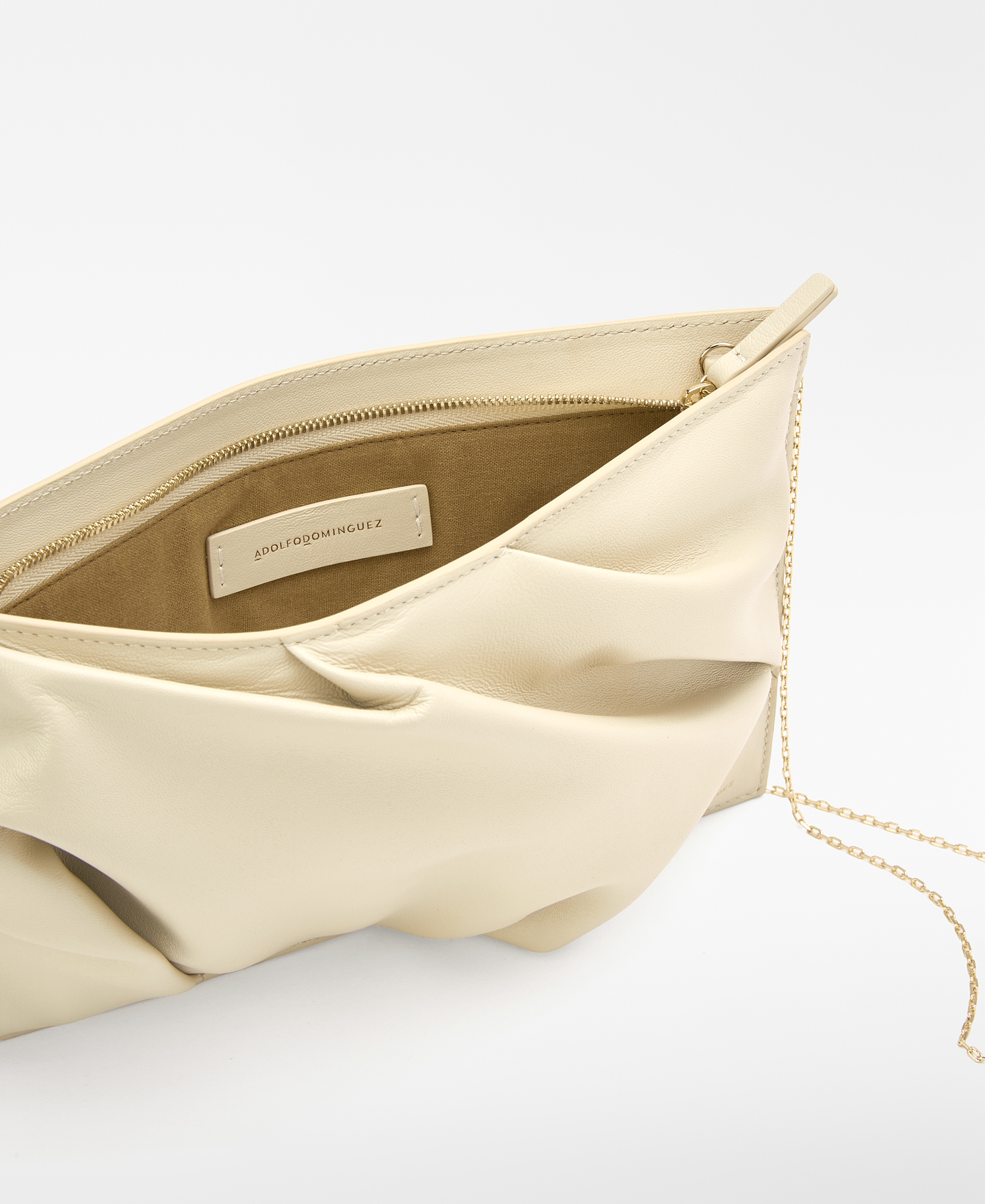 Wrinkle-effect leather clutch image number 2