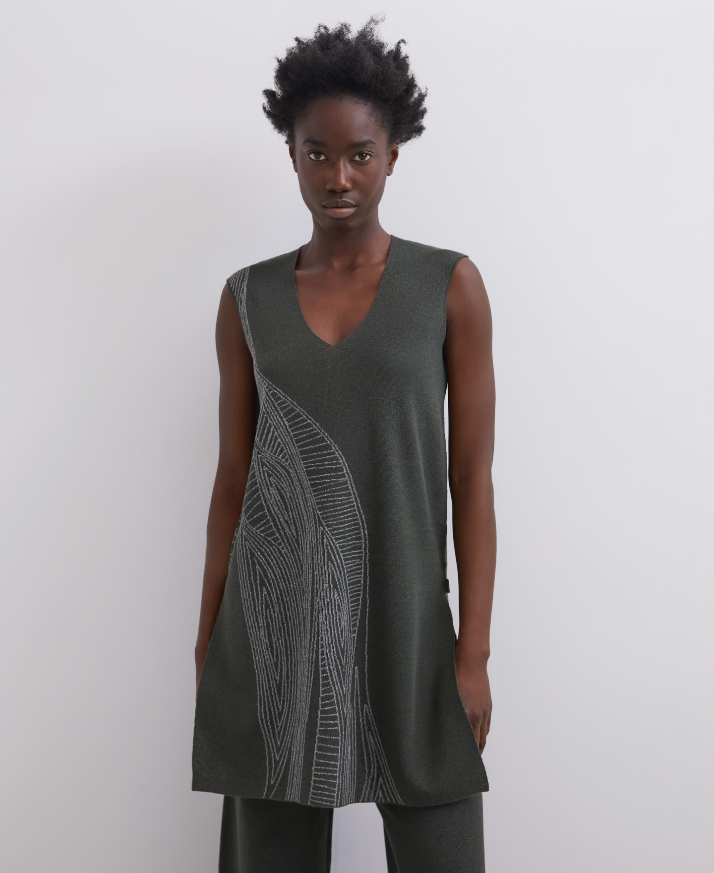 Top punto jacquard en lino image number 2