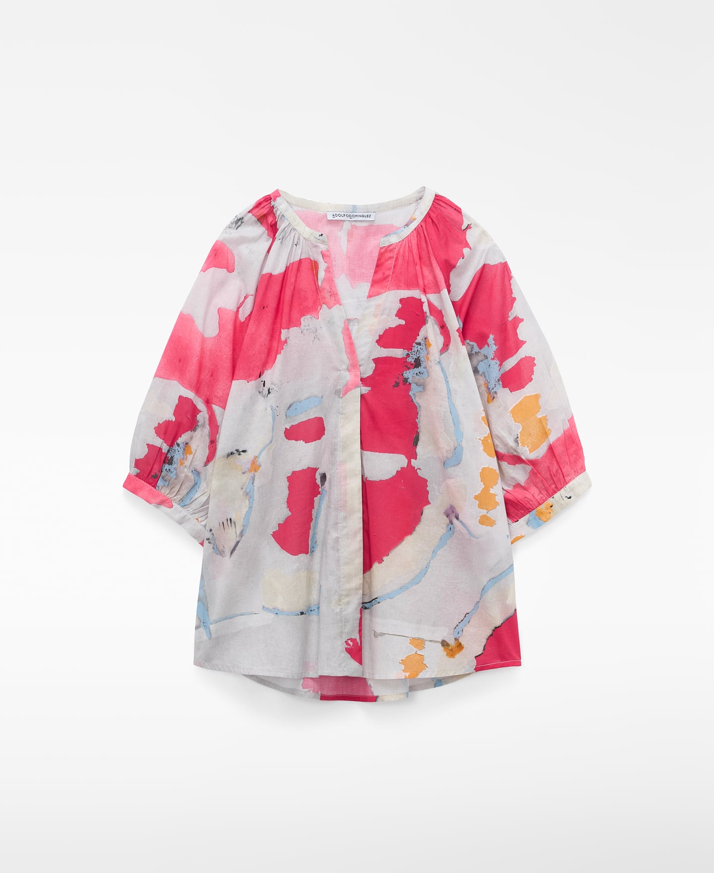 Blusa estampada escote pico algod&oacute;n image number 0