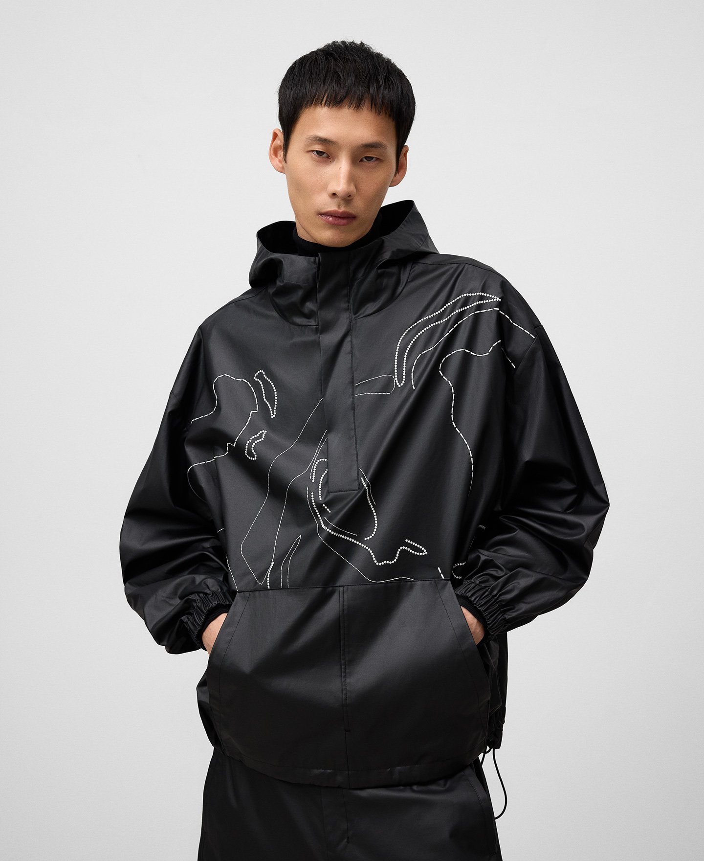 Embroidered hooded jacket man image number 0