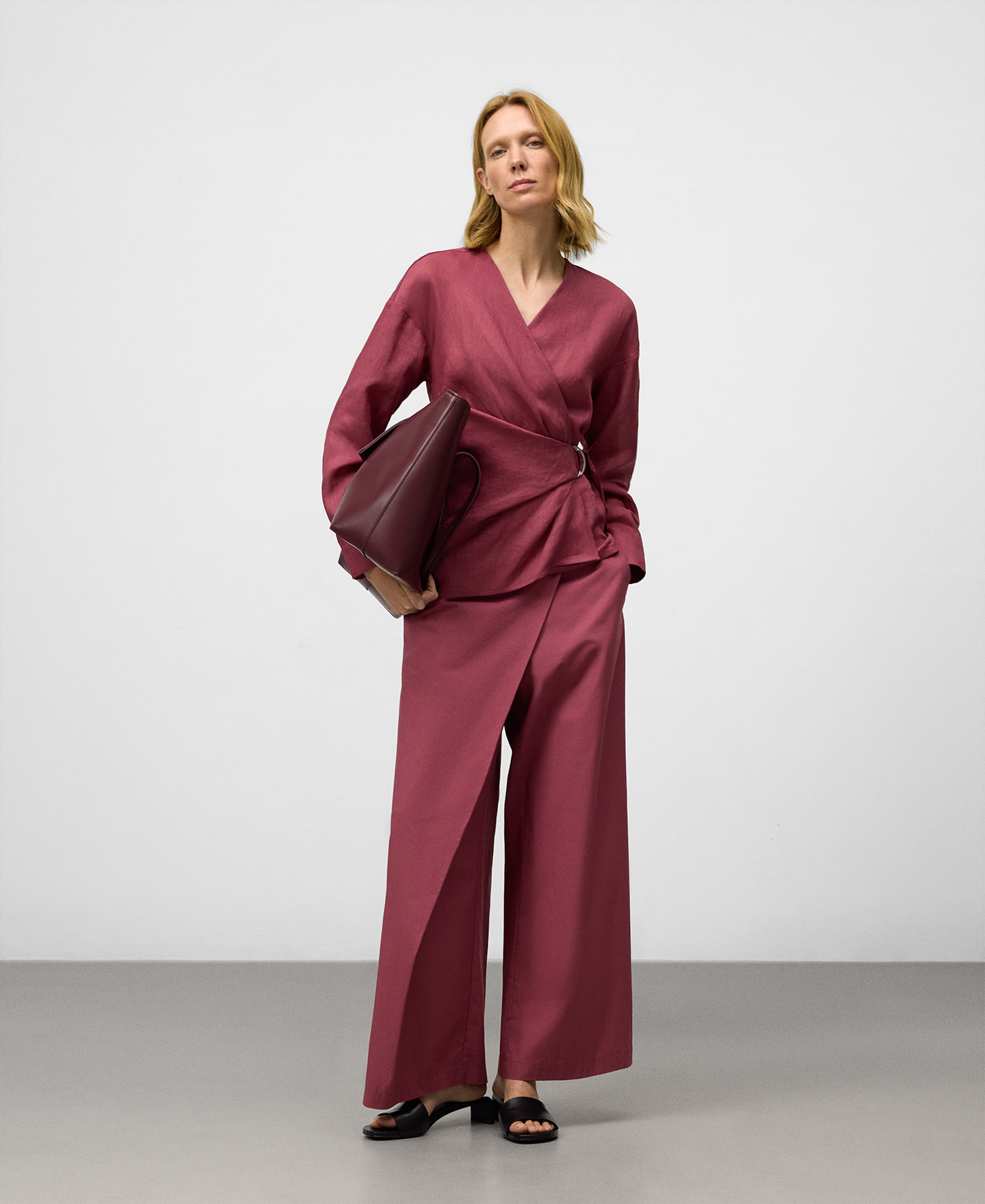 Camisa cruzada ramio mujer image number 5