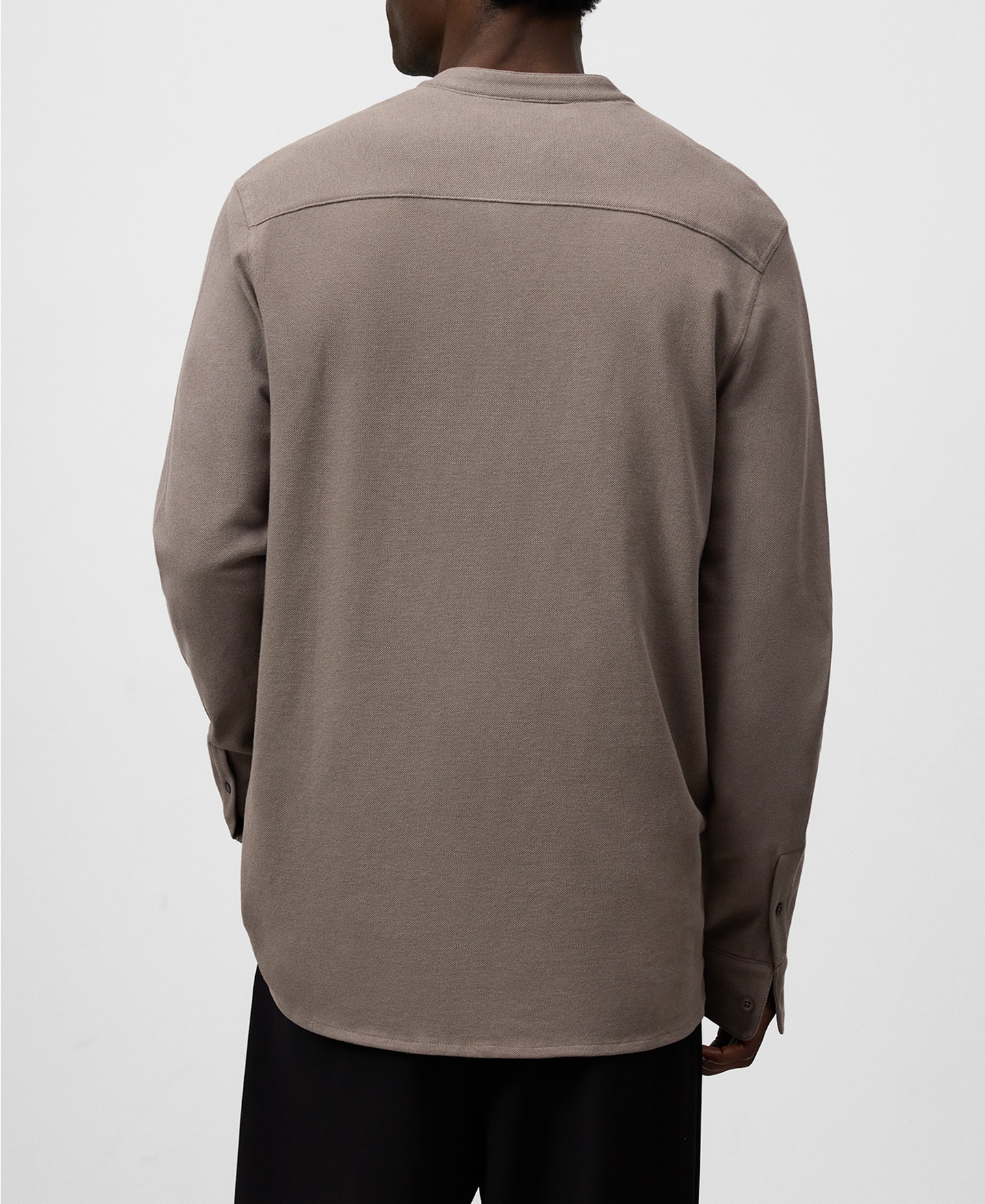 Mandarin collar shirt piqu&eacute; knit image number 2
