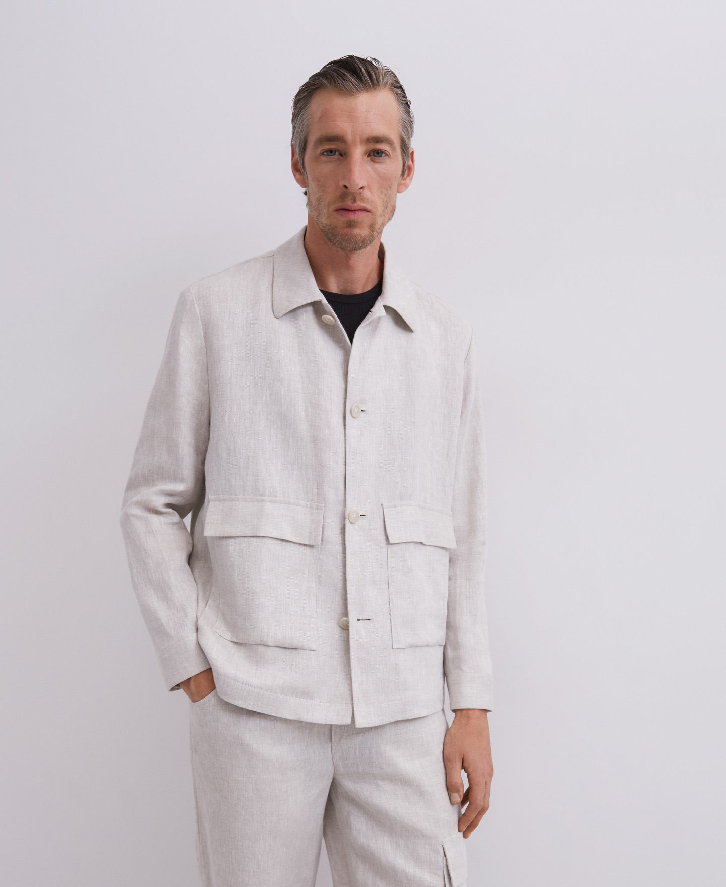 Linen maxi-pocket jacket image number 1