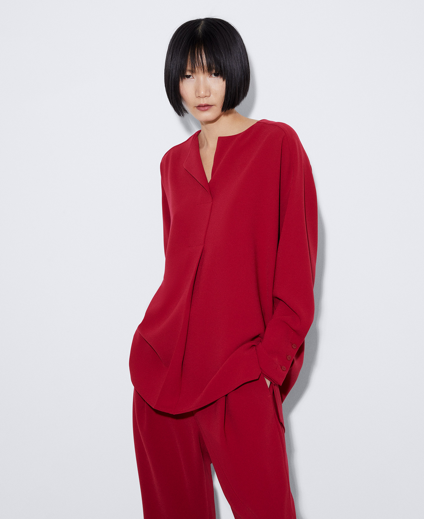 Recycled polyester lapel blouse image number 0
